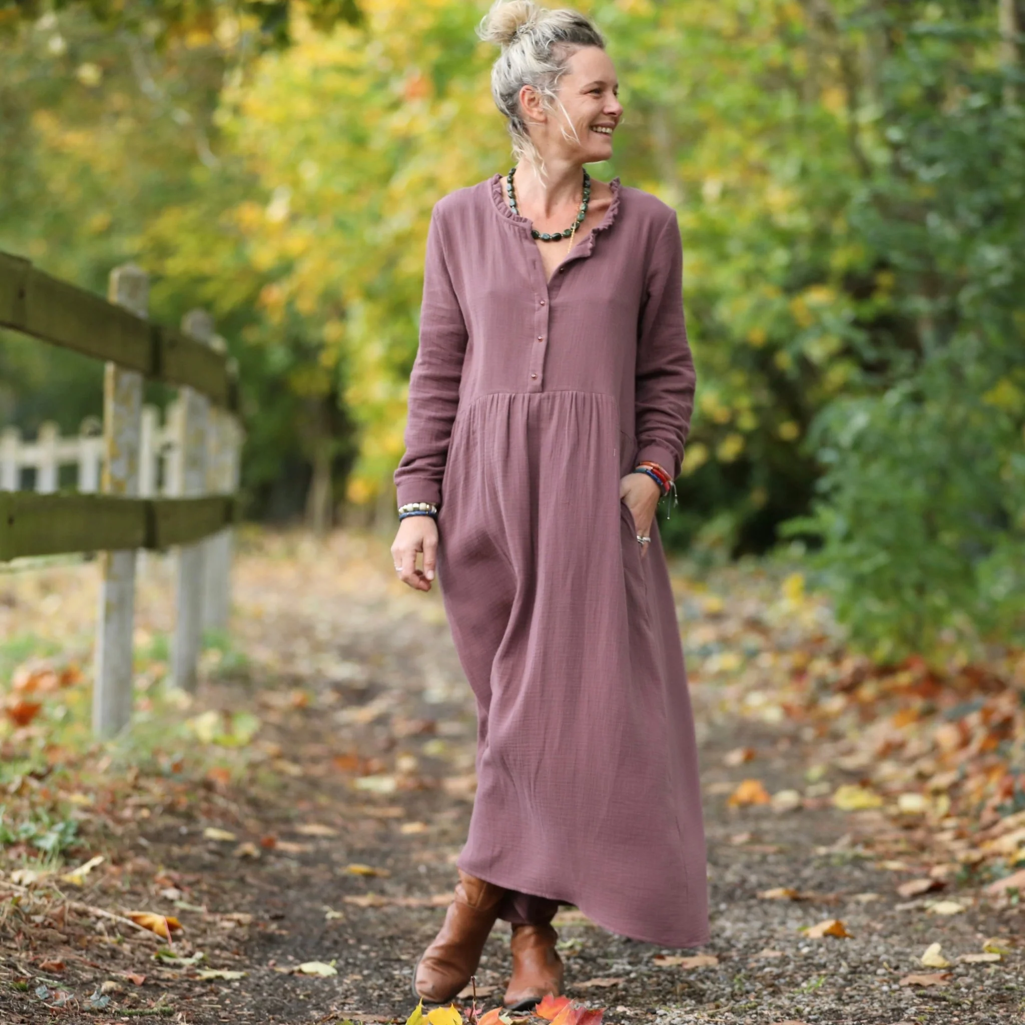Robe Aurélia - Double gaze de coton parme