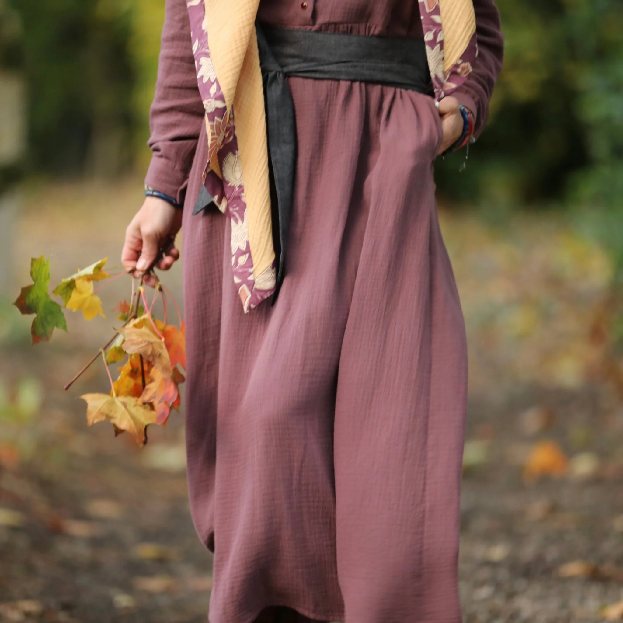 Robe Aurélia - Double gaze de coton parme - Image 2