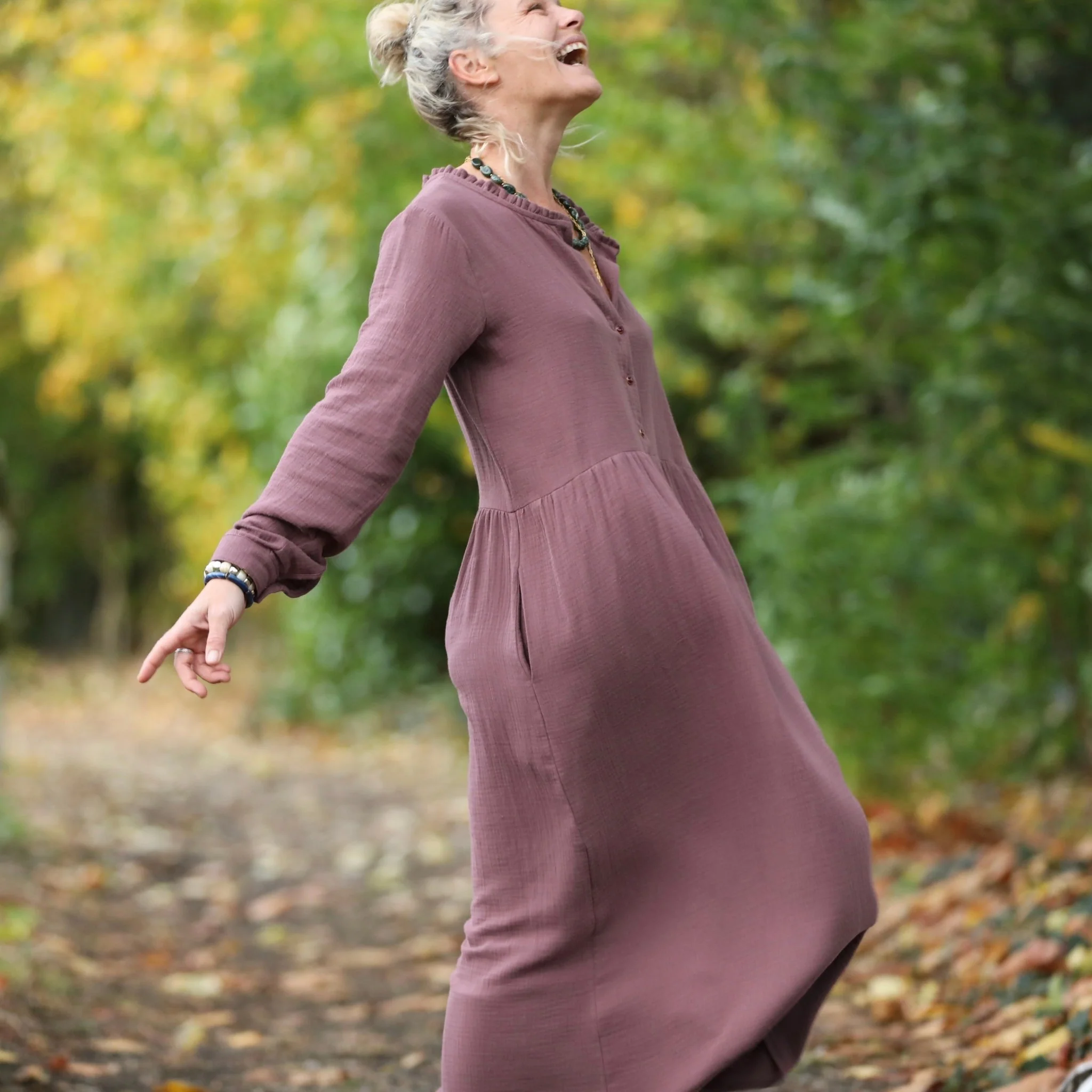 Robe Aurélia - Double gaze de coton parme - Image 5