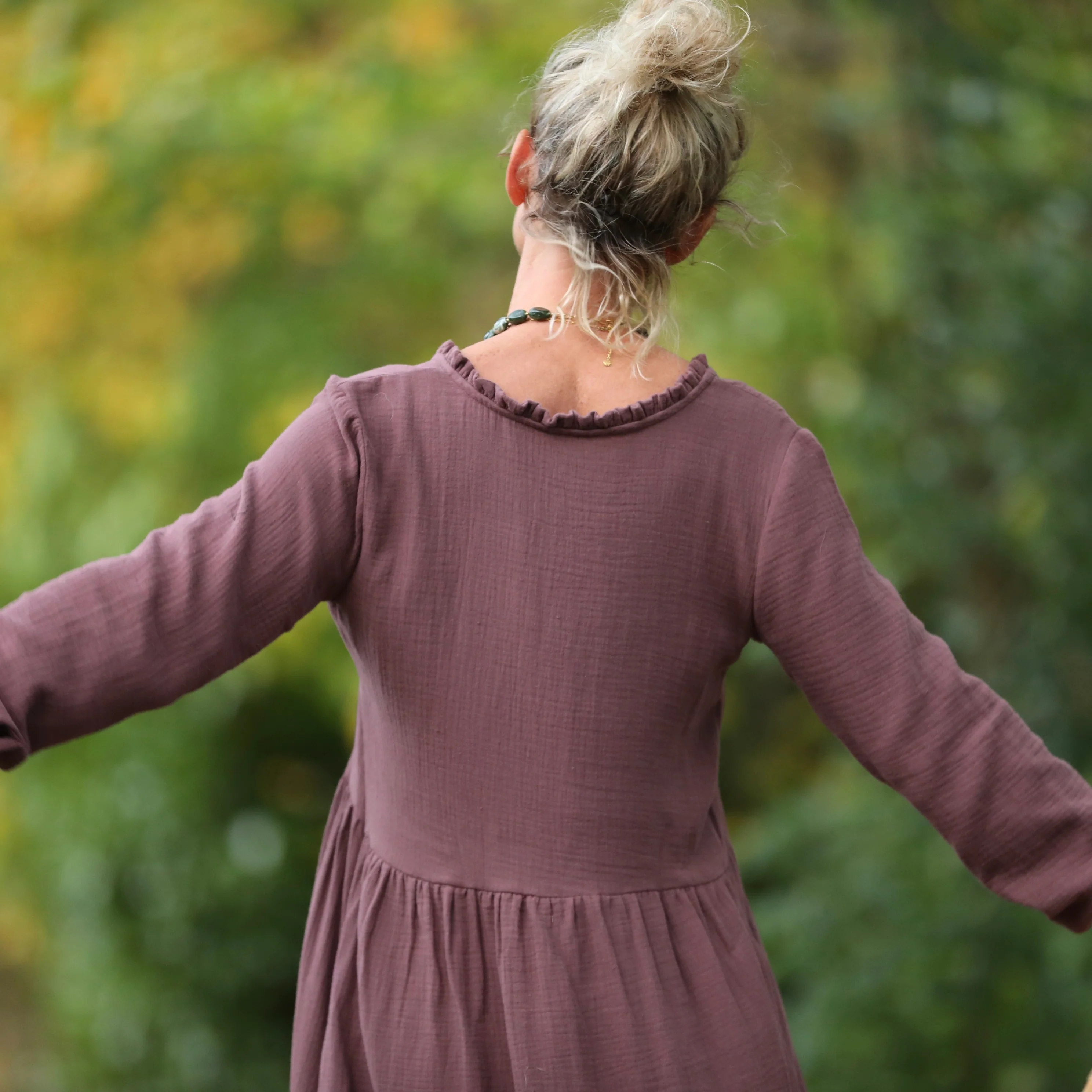 Robe Aurélia - Double gaze de coton parme - Image 6