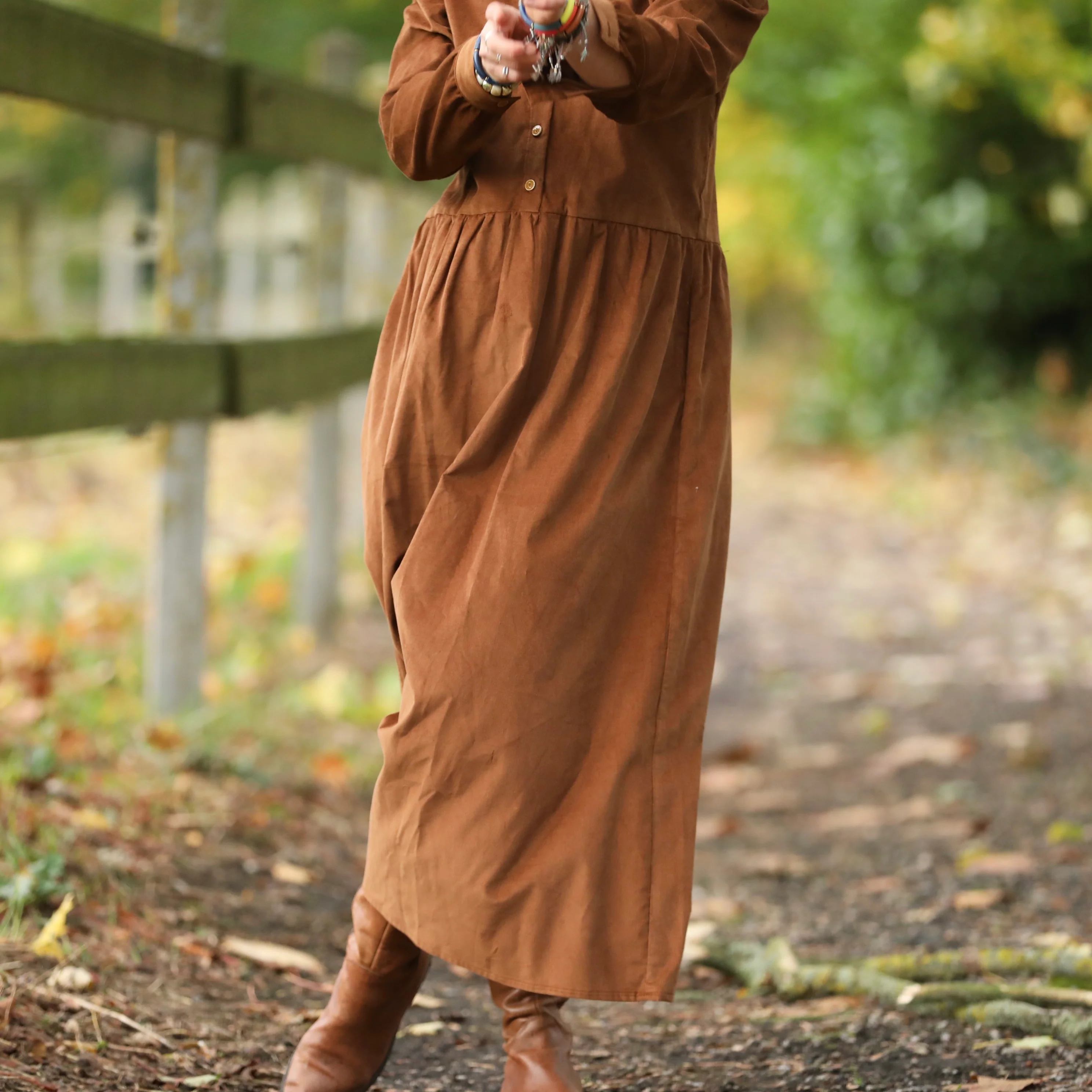 Robe Aurélia - velours milleraies écureuil - Image 6