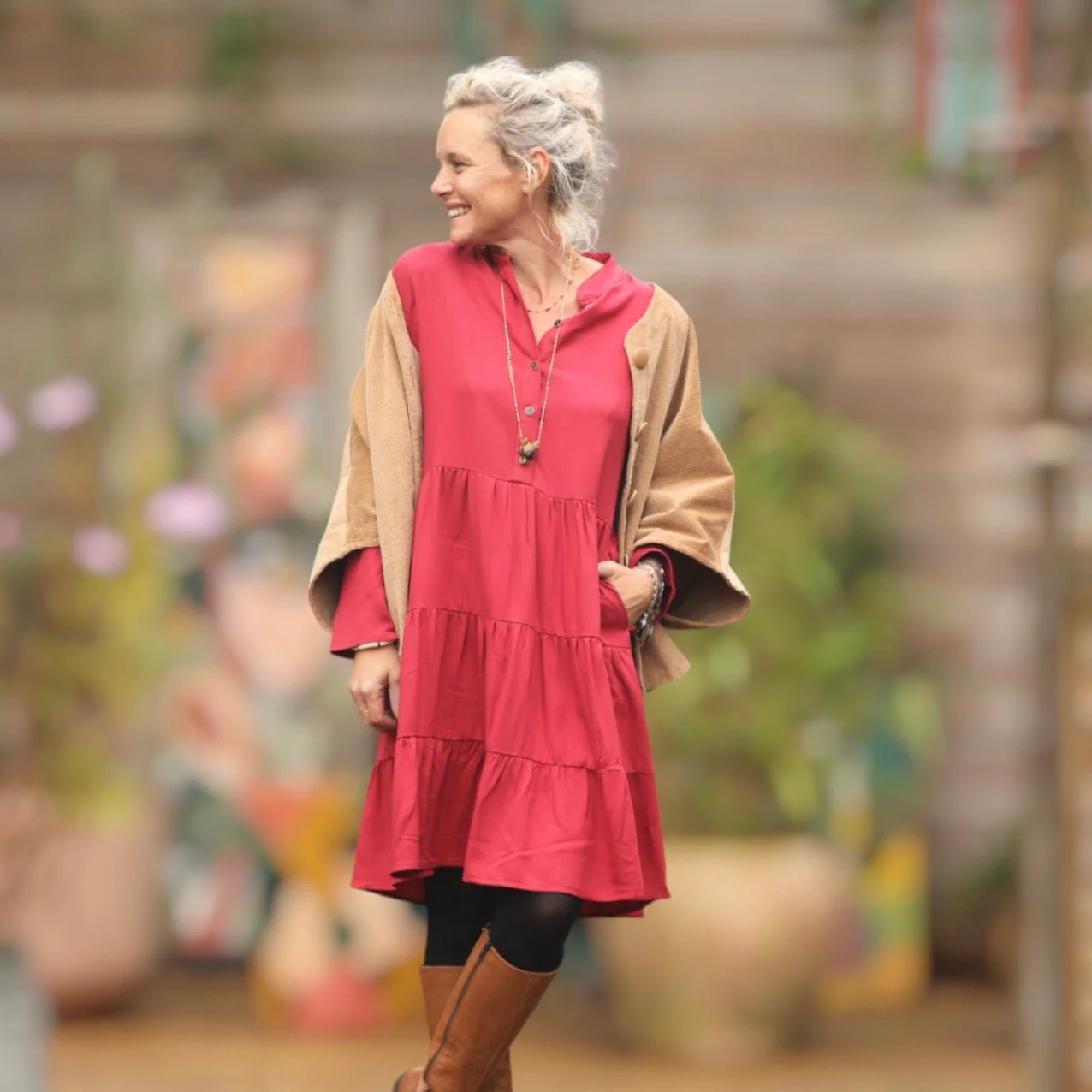 Robe Bella - sergé de viscose grenat - Image 6