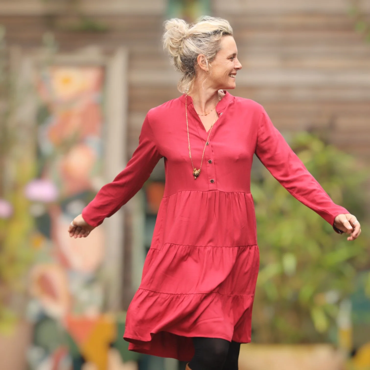 Robe Bella - sergé de viscose grenat - Image 7