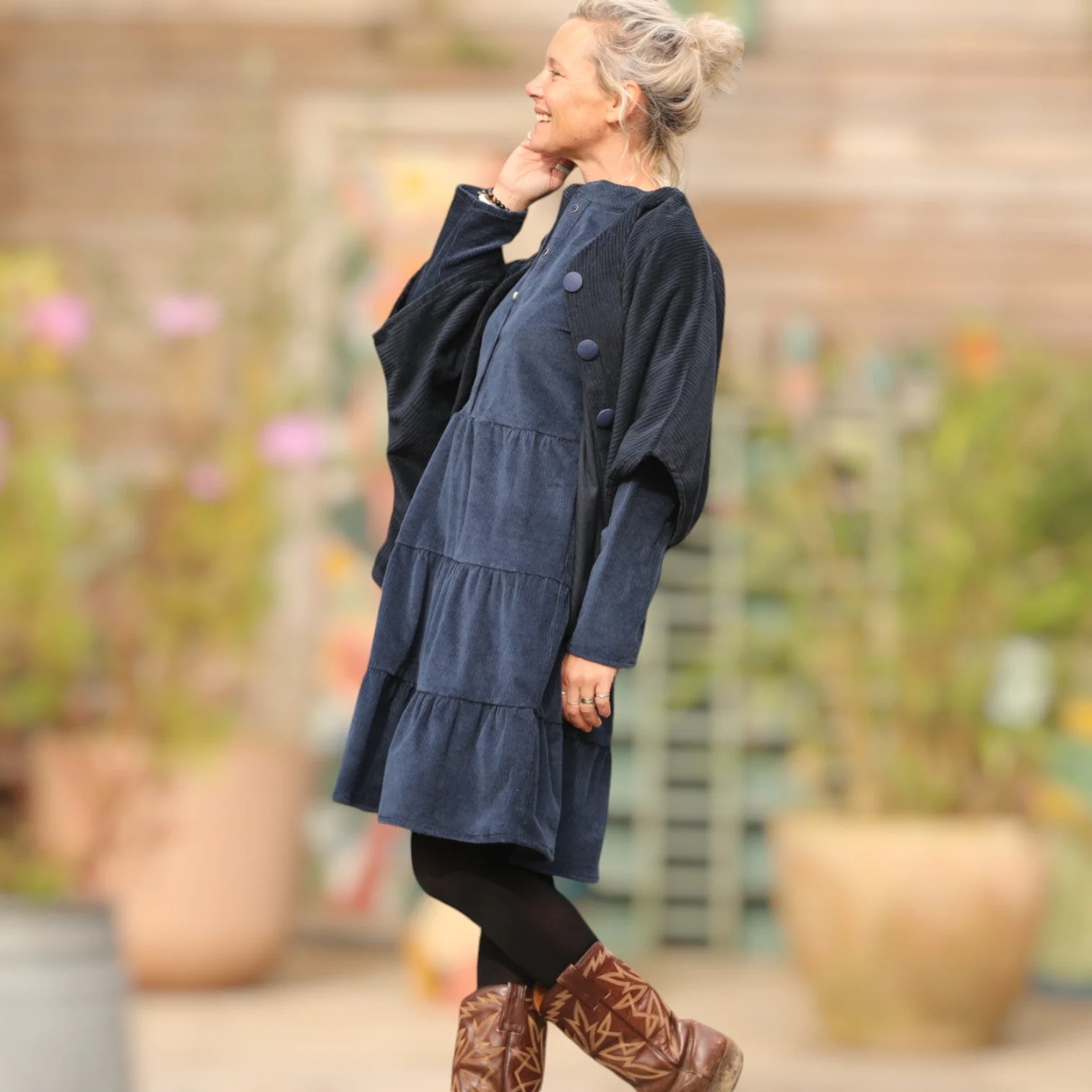 Robe Bella - velours côtelé bleu océan - Image 12