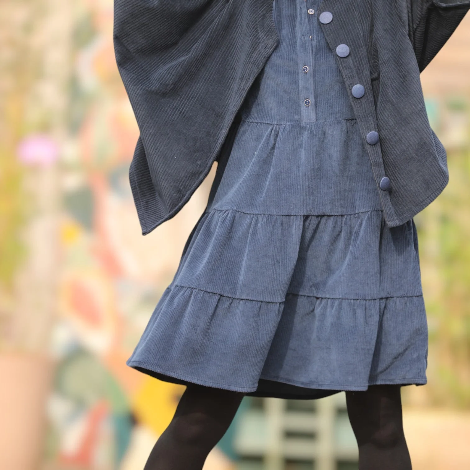 Robe Bella - velours côtelé bleu océan - Image 9