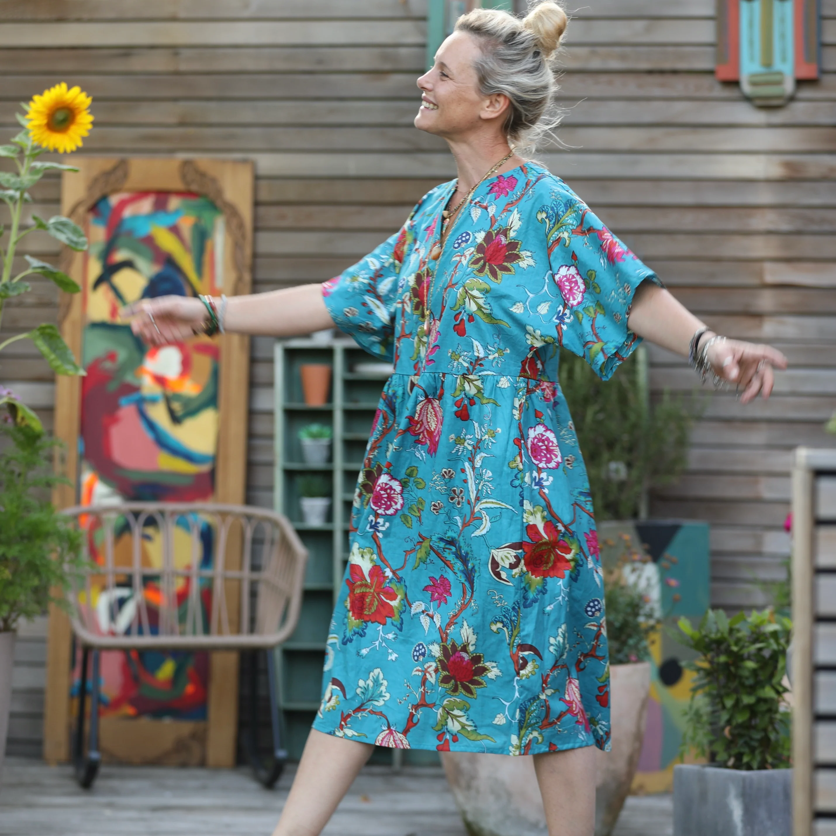 Robe Capucine - imprimé "Onde colorée" - Image 7