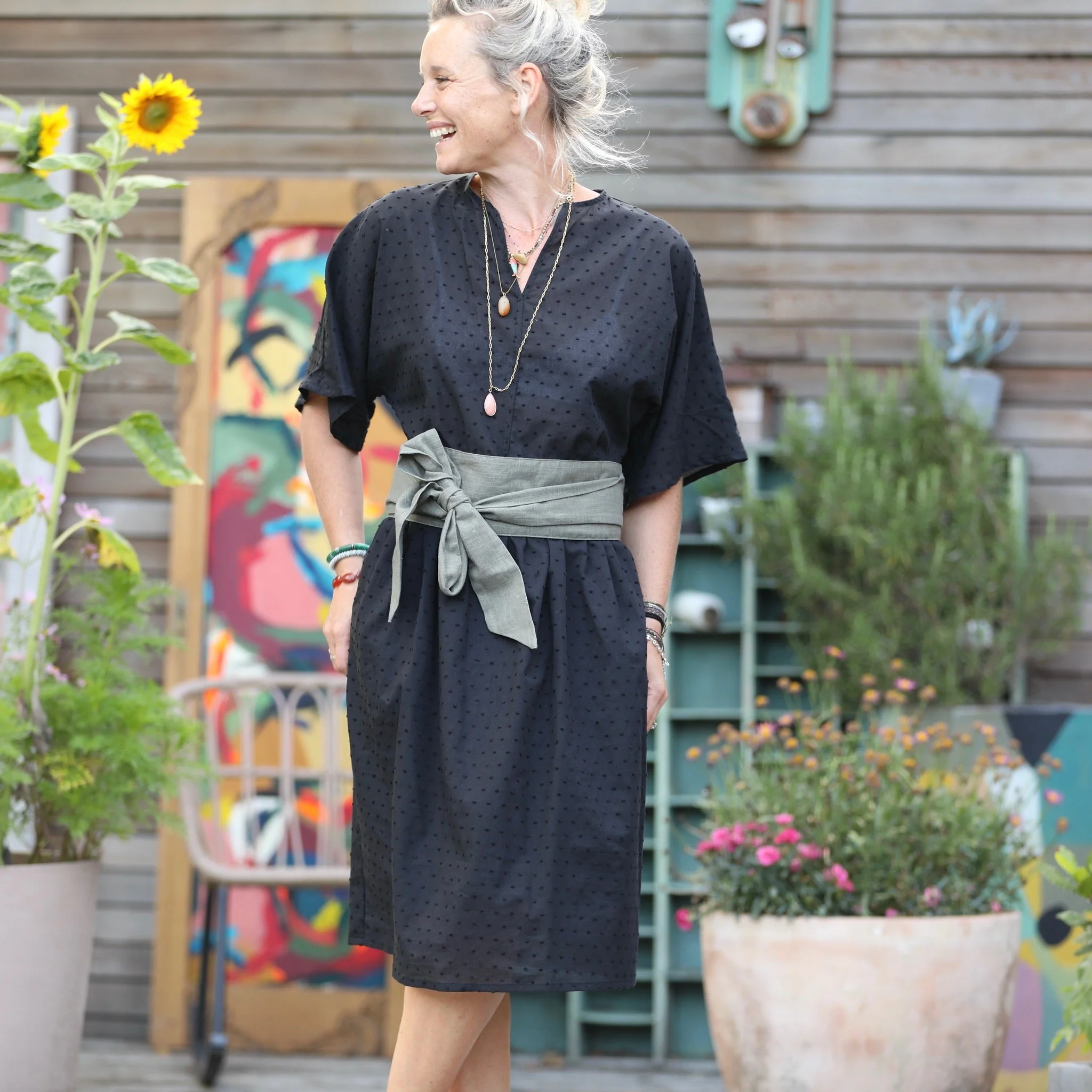Robe Capucine - voile de coton plumetis noir