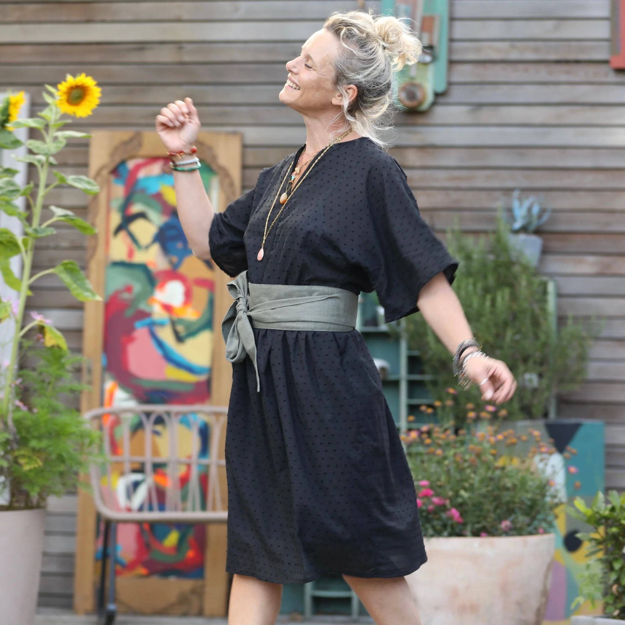 Robe Capucine - voile de coton plumetis noir - Image 4