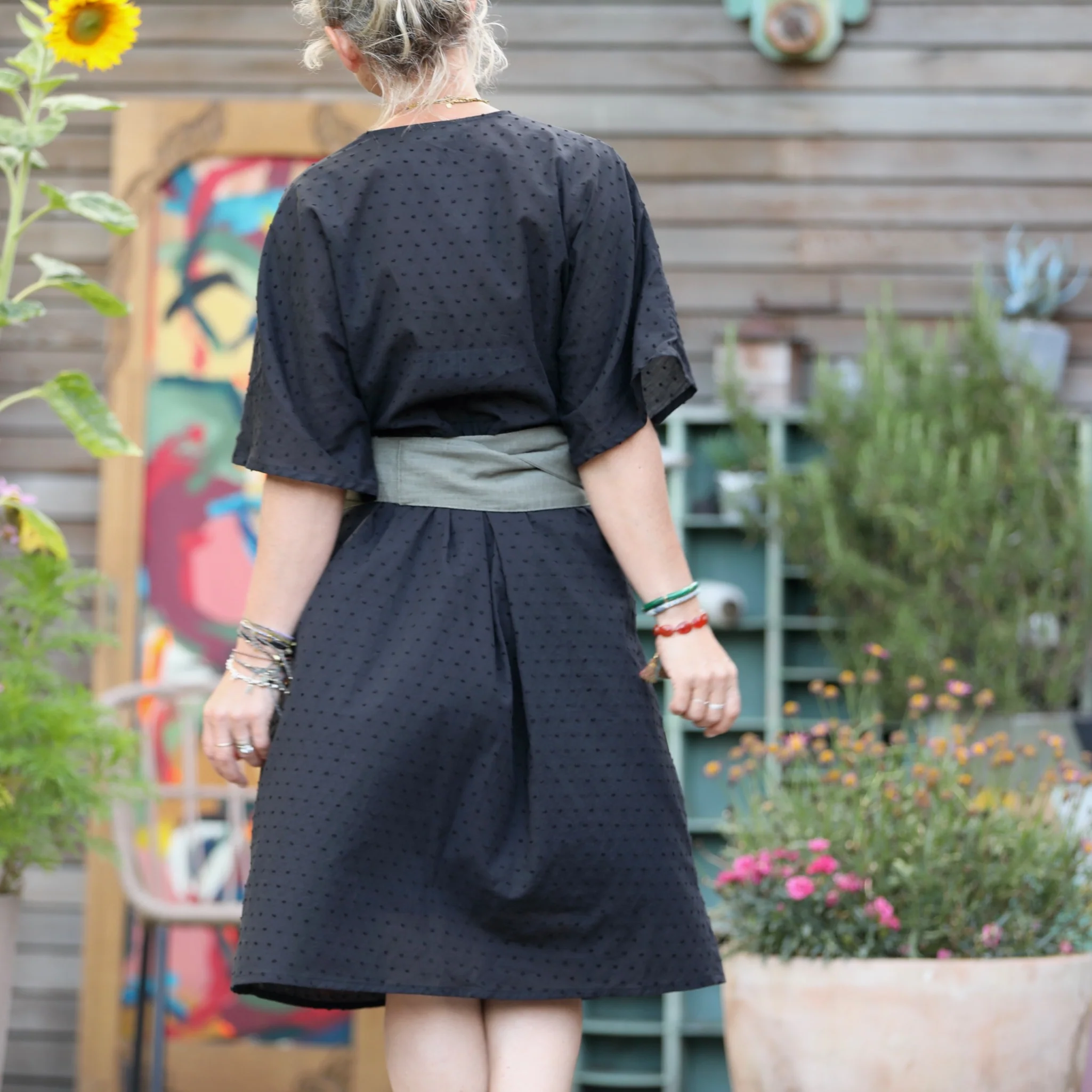 Robe Capucine - voile de coton plumetis noir - Image 5