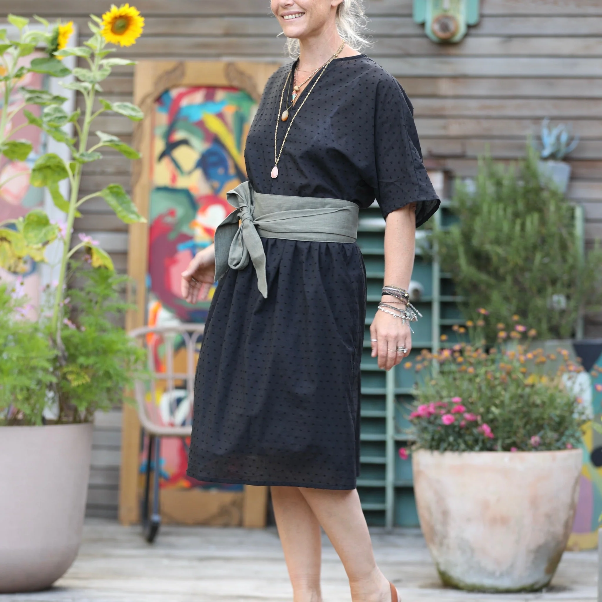 Robe Capucine - voile de coton plumetis noir - Image 7