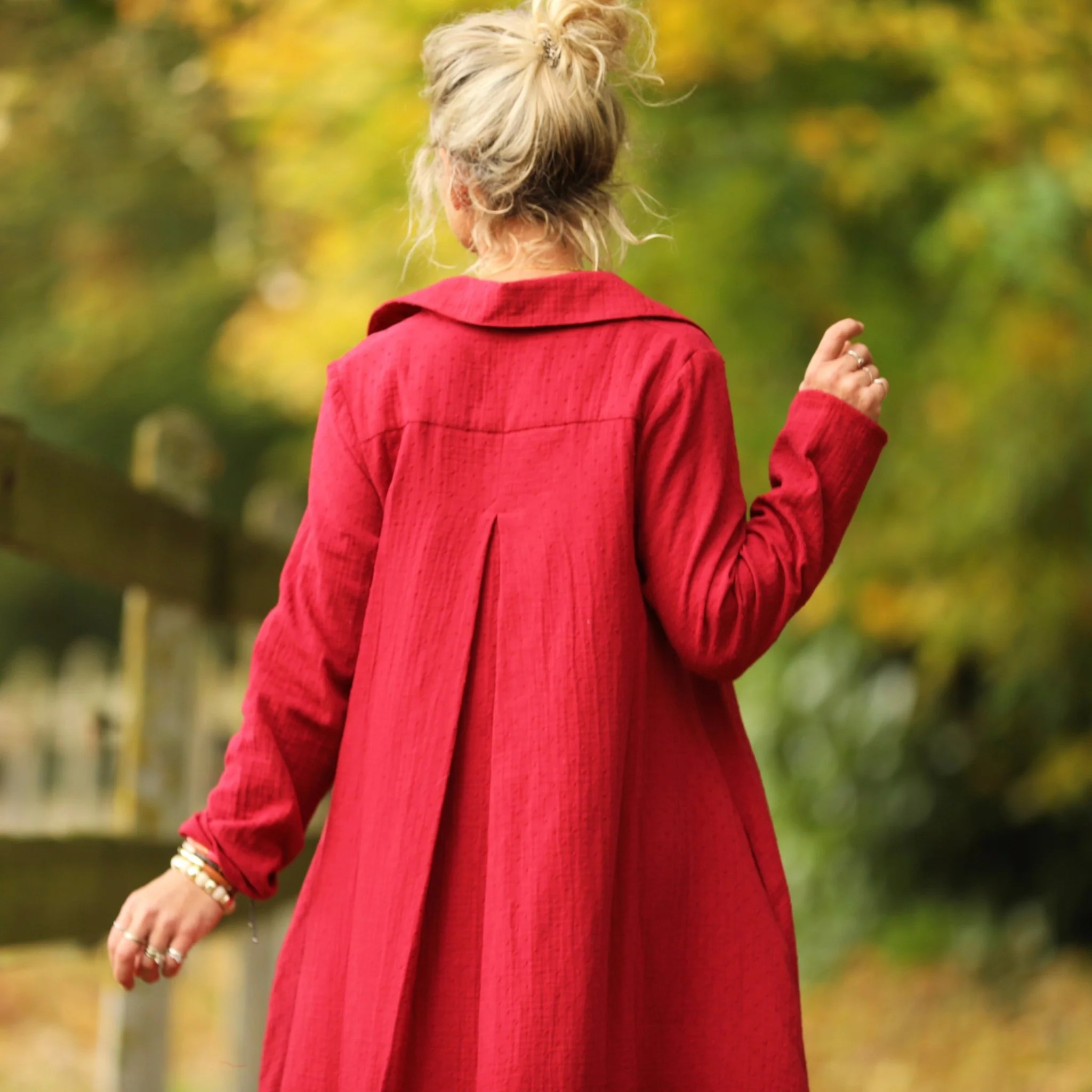 Robe Carole – Double gaze de coton plumetis grenat - Image 14