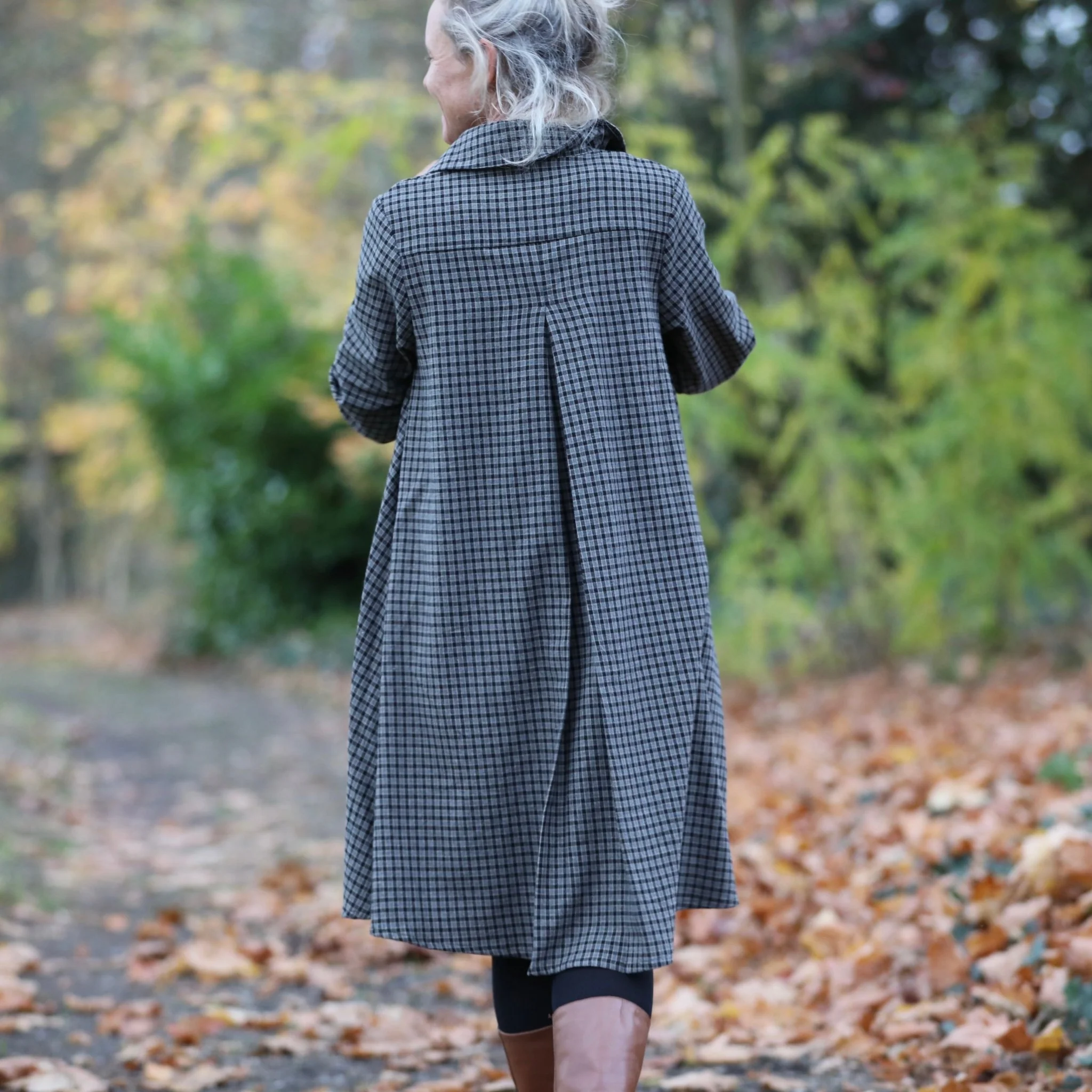 Robe Carole – flanelle de coton à carreaux grisés - Image 6