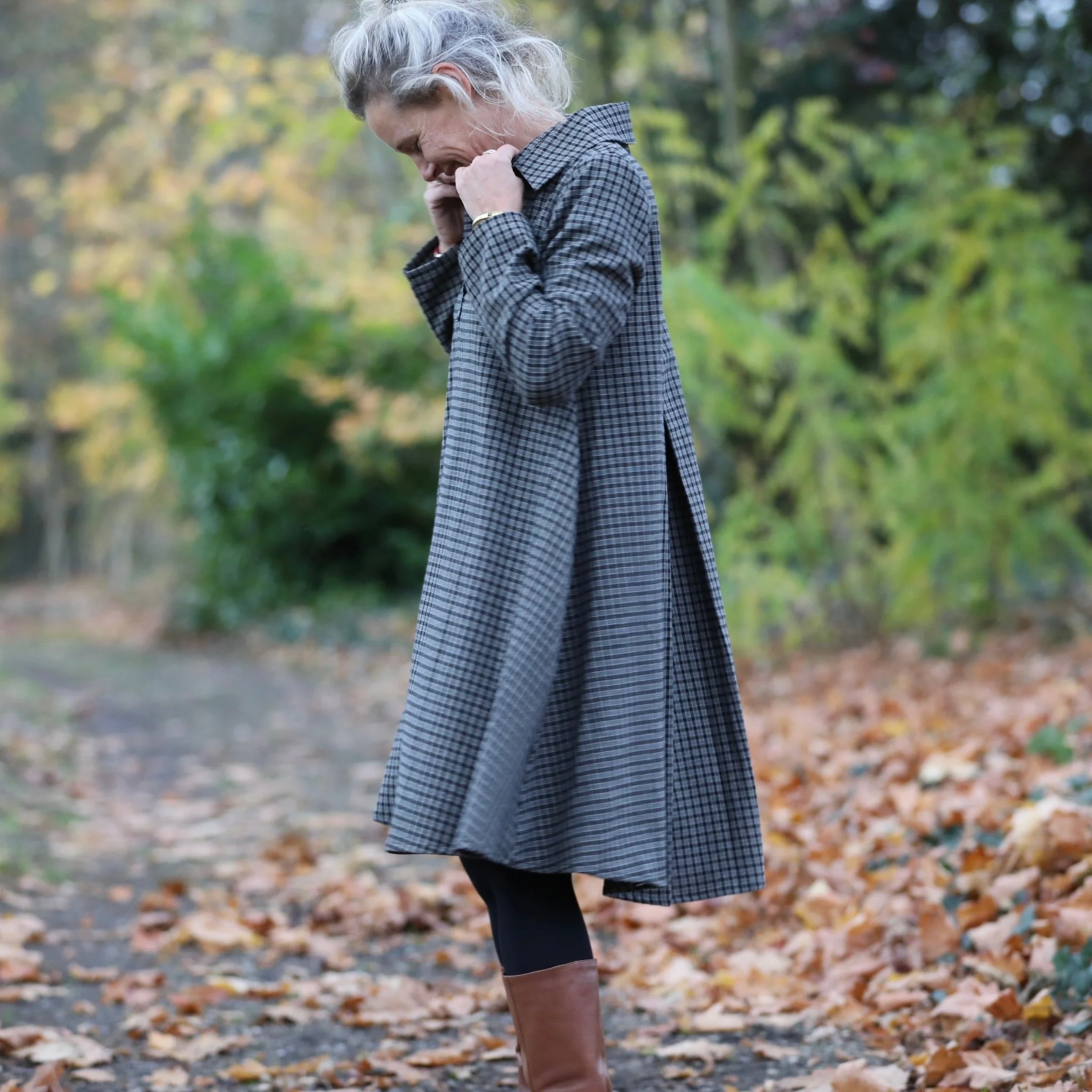 Robe Carole – flanelle de coton à carreaux grisés - Image 7