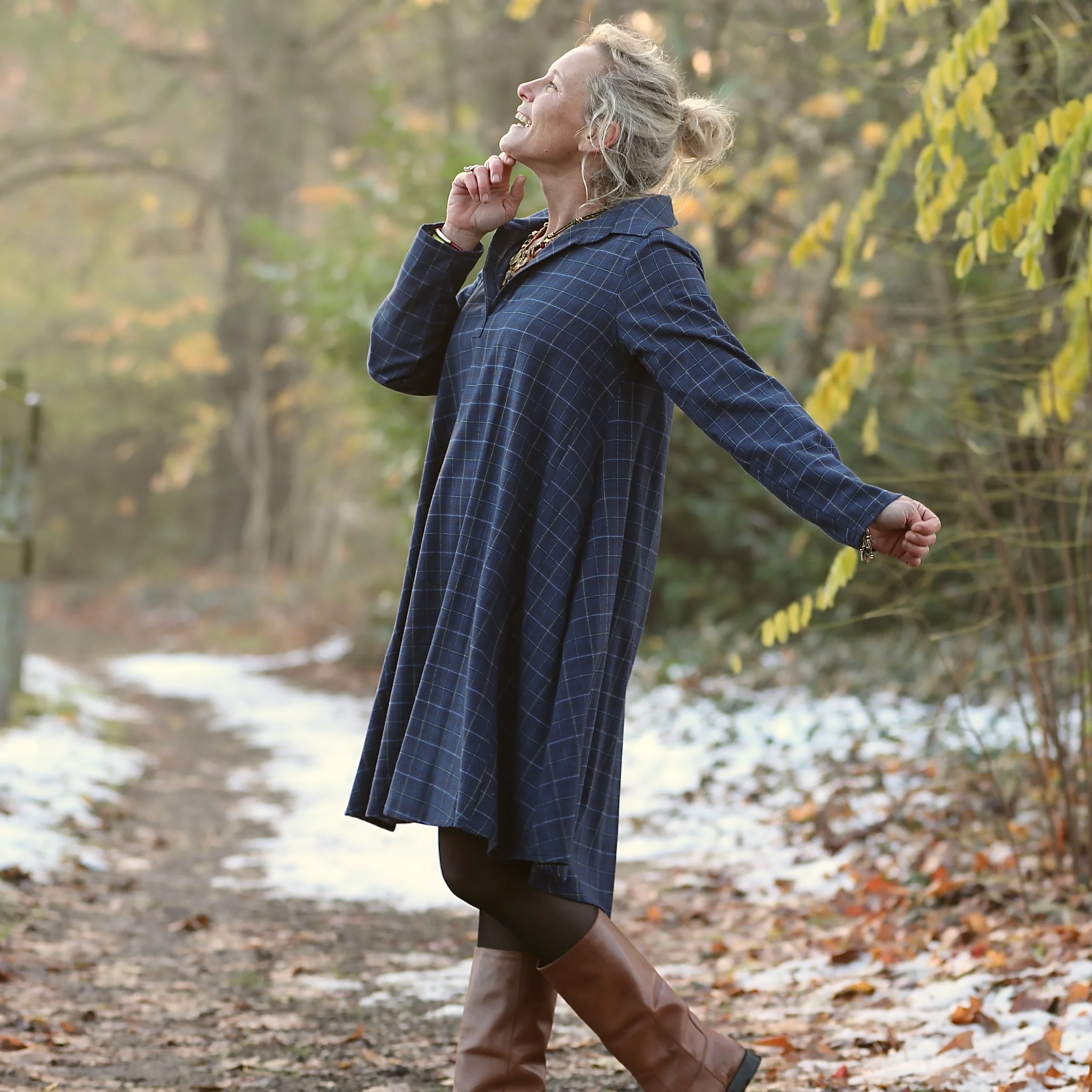 Robe Carole – flanelle de coton tartan bleu - Image 11