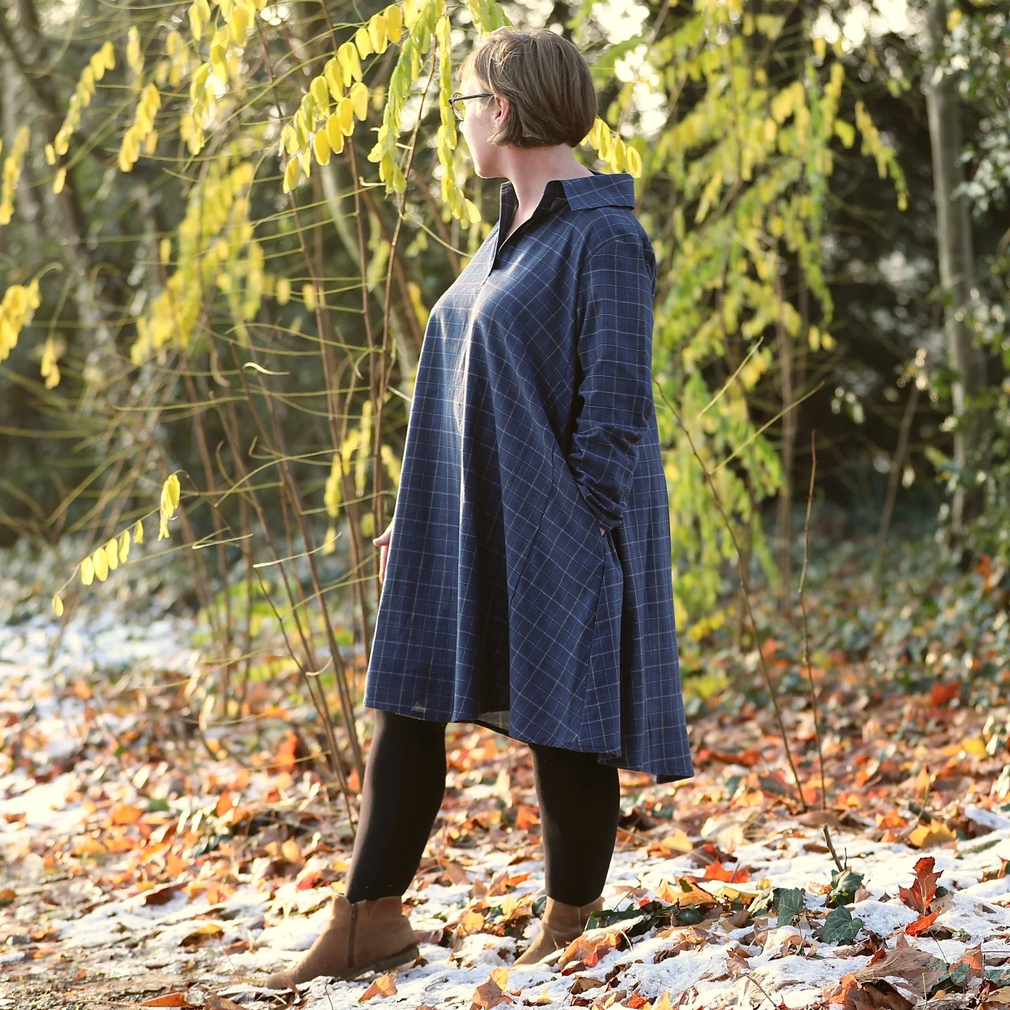 Robe Carole – flanelle de coton tartan bleu - Image 4