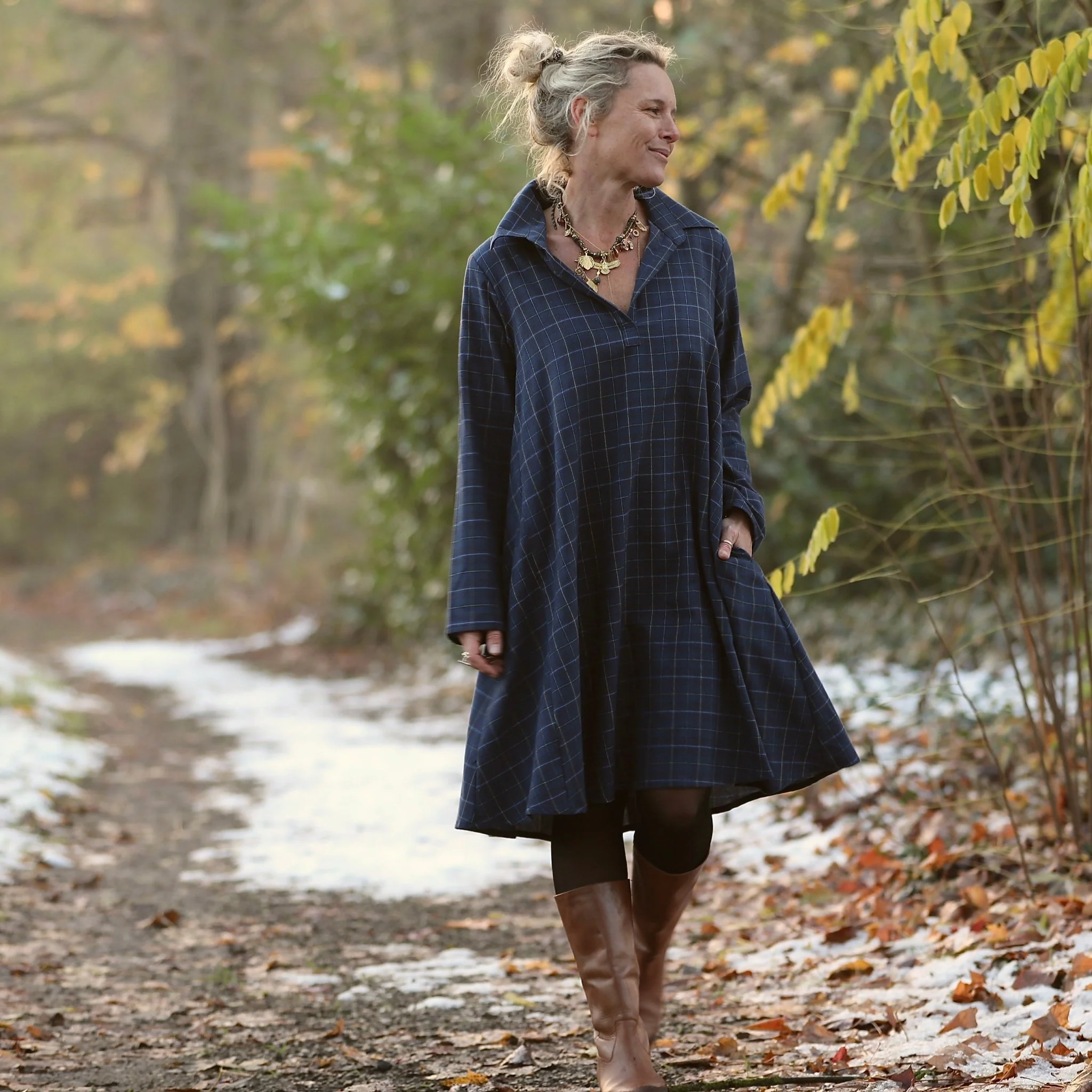 Robe Carole – flanelle de coton tartan bleu - Image 9