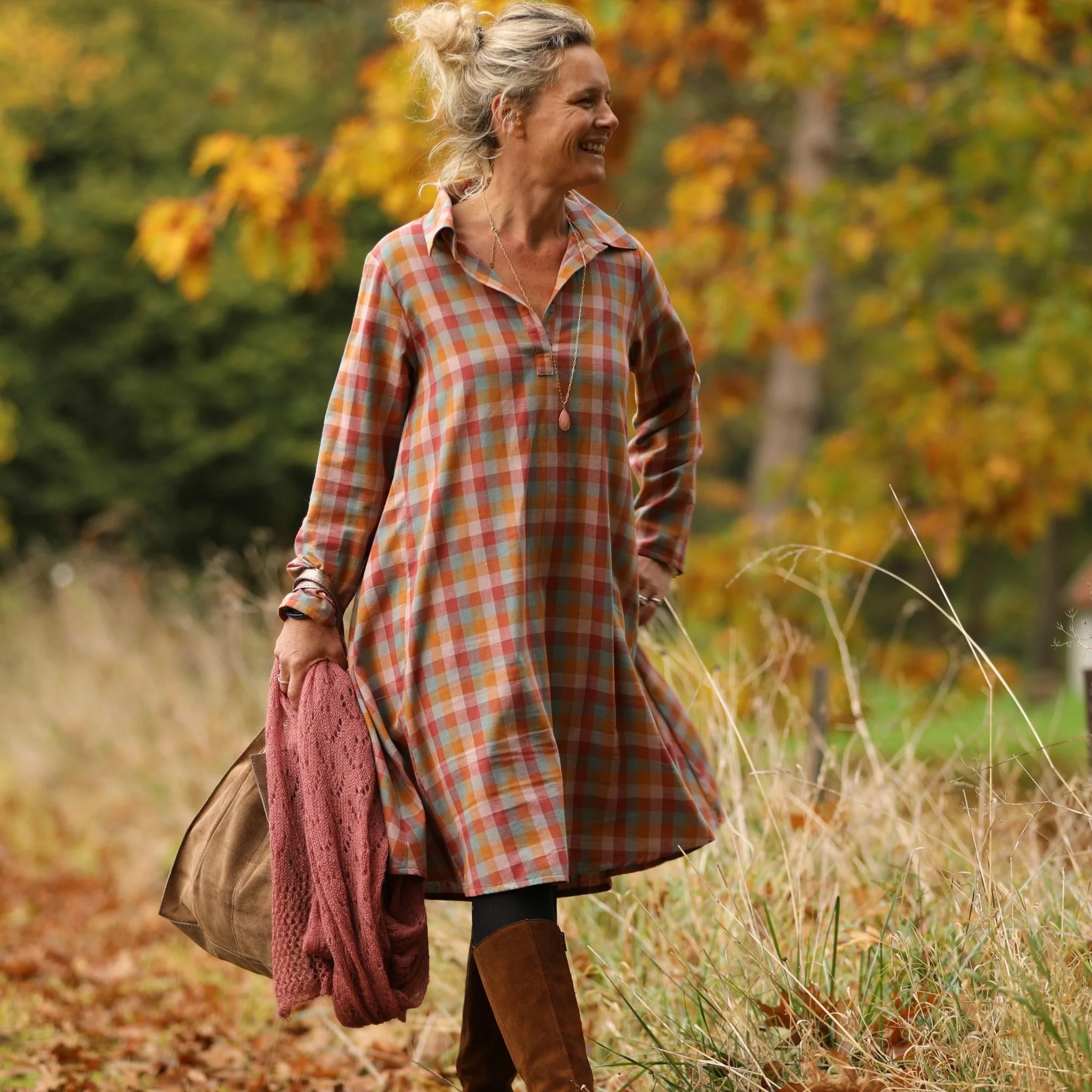 Robe Carole – tartan automnal