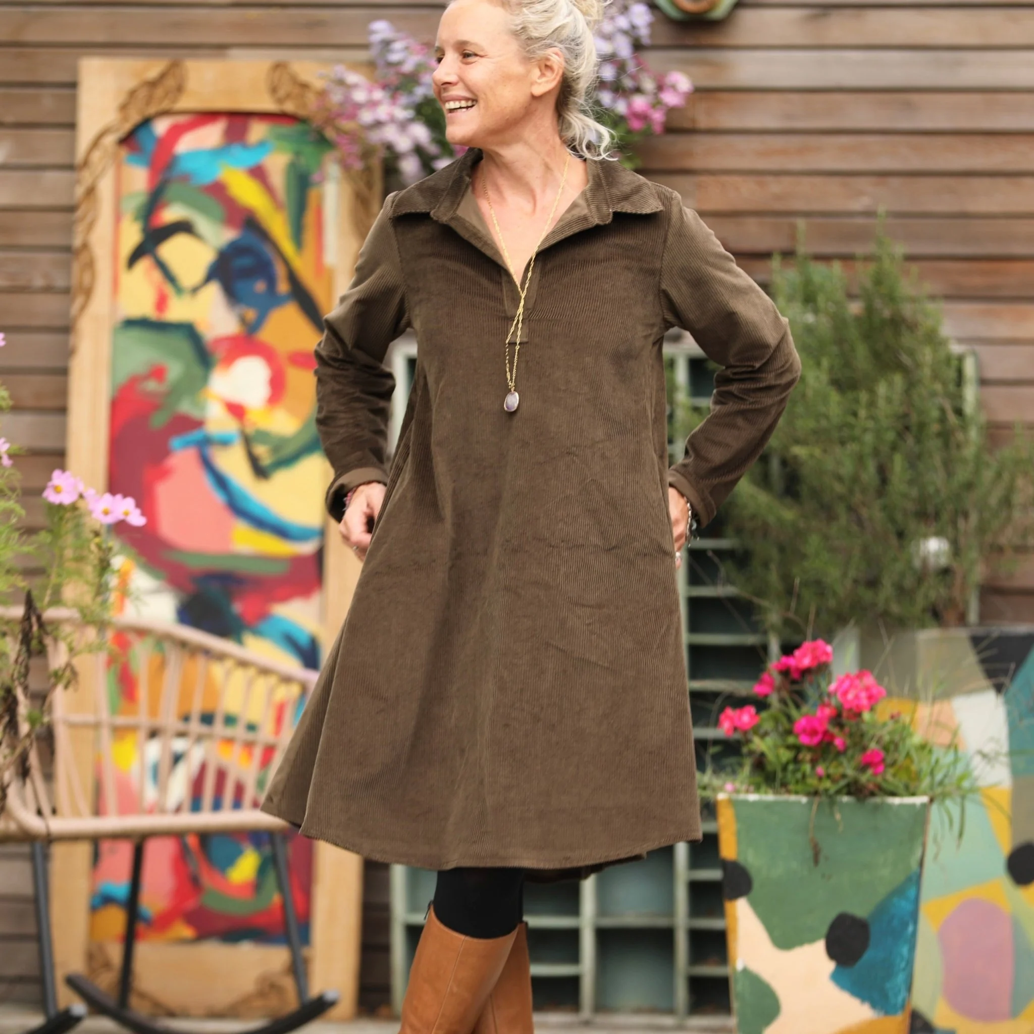 Robe Carole - velours côtelé chocolat - Image 9