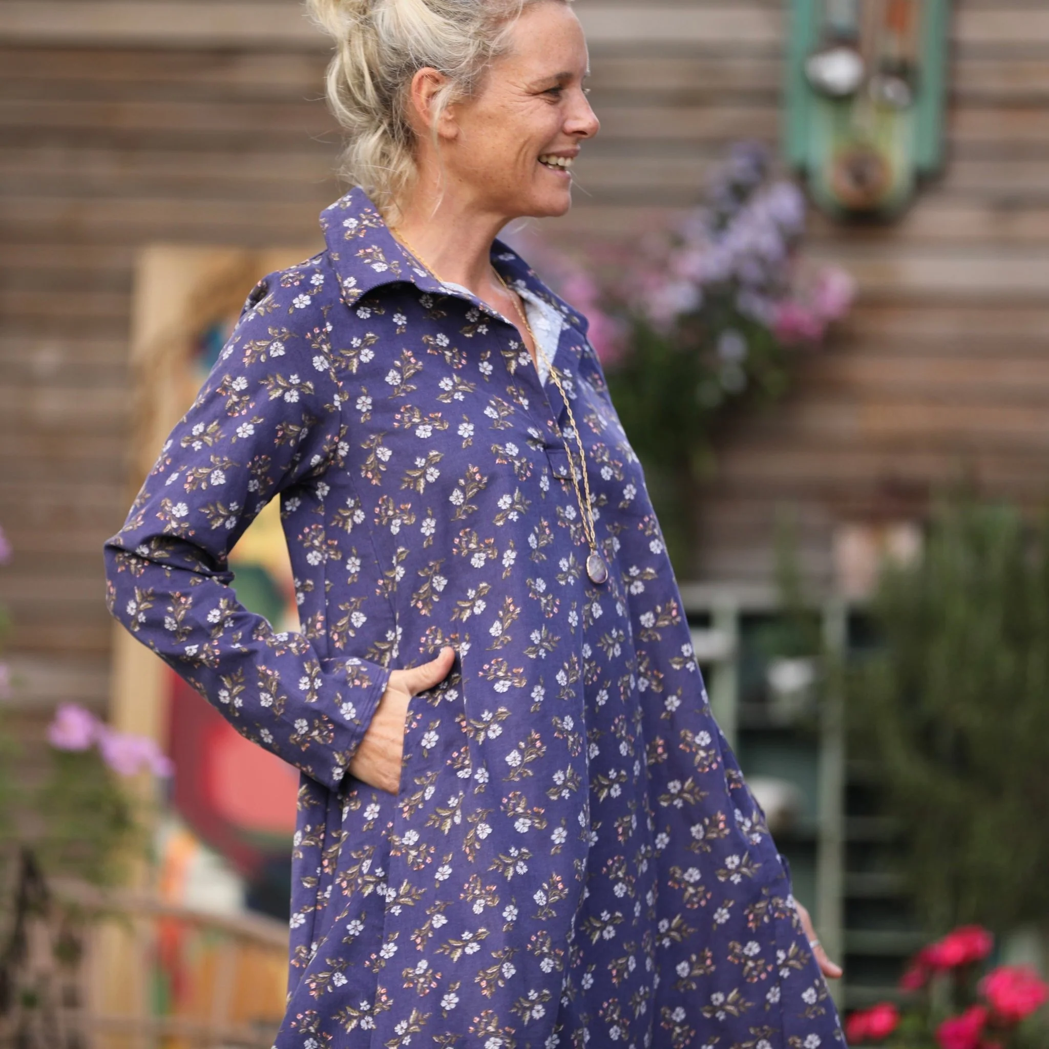 Robe Carole – Velours milleraies Éclats de myosotis - Image 5