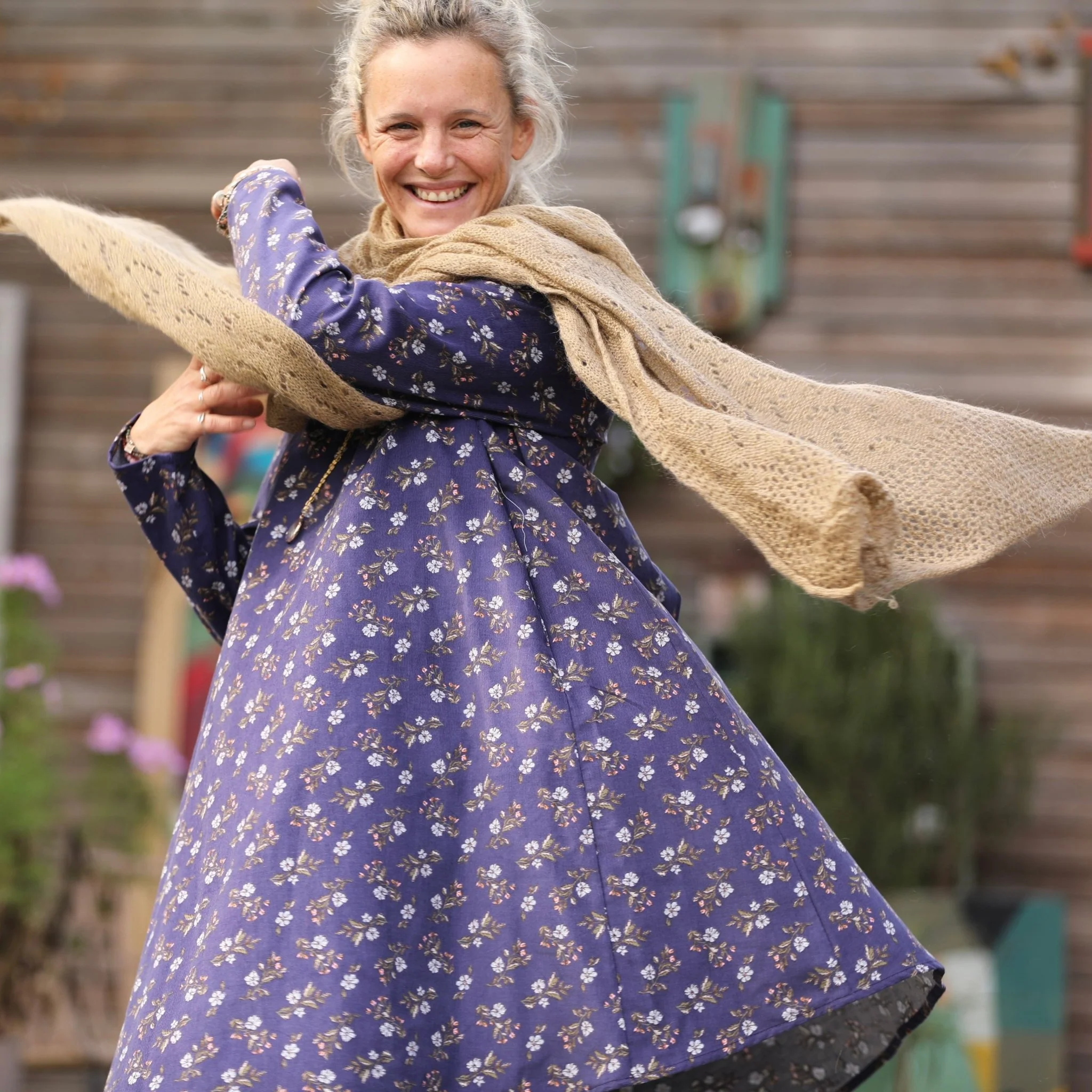 Robe Carole – Velours milleraies Éclats de myosotis - Image 6