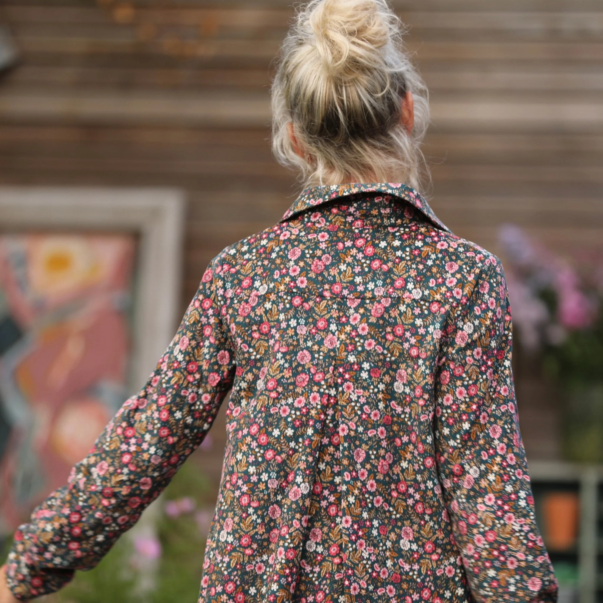 Robe Carole – Velours milleraies fleuri champêtre - Image 6