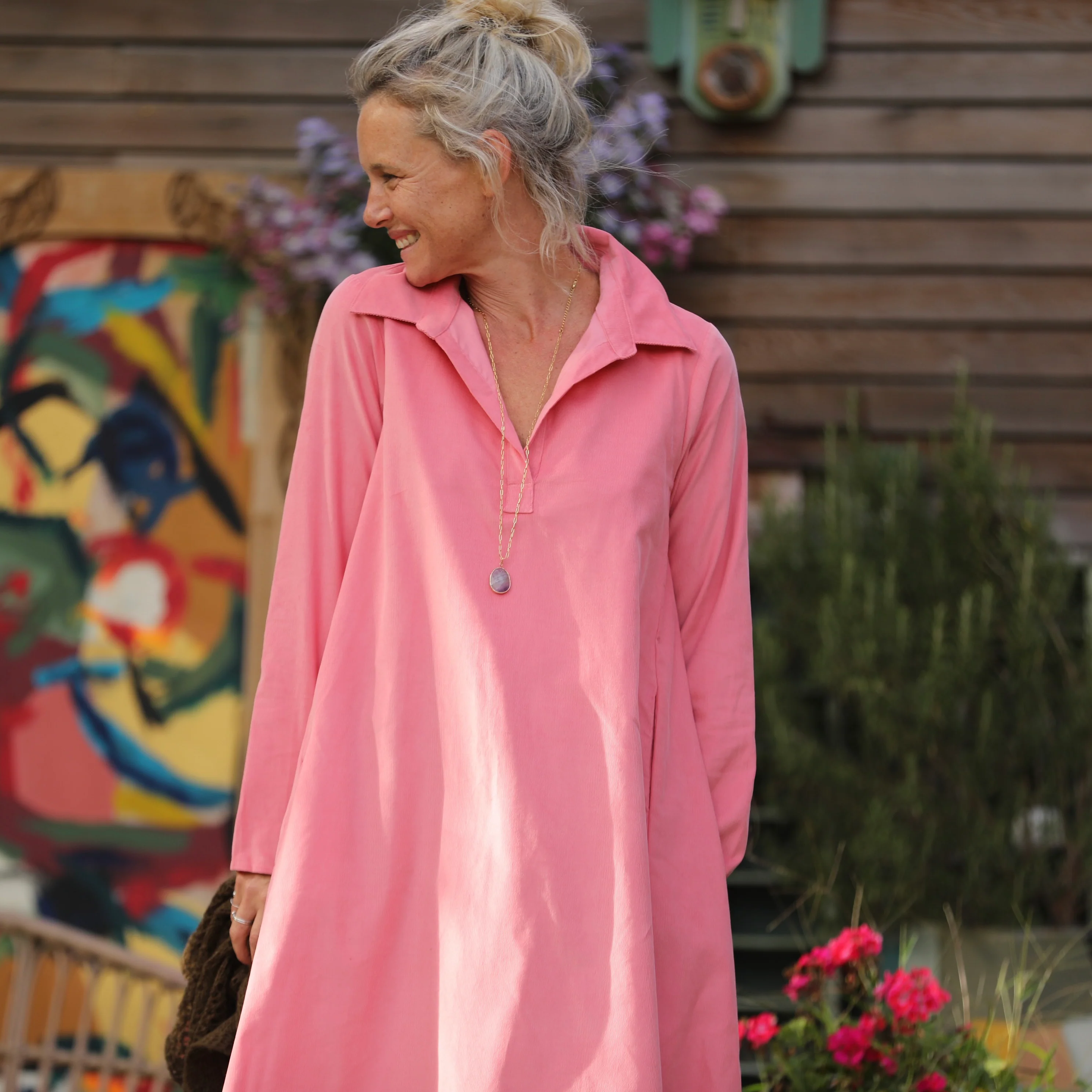 Robe Carole – Velours milleraies Rose Pétale - Image 7