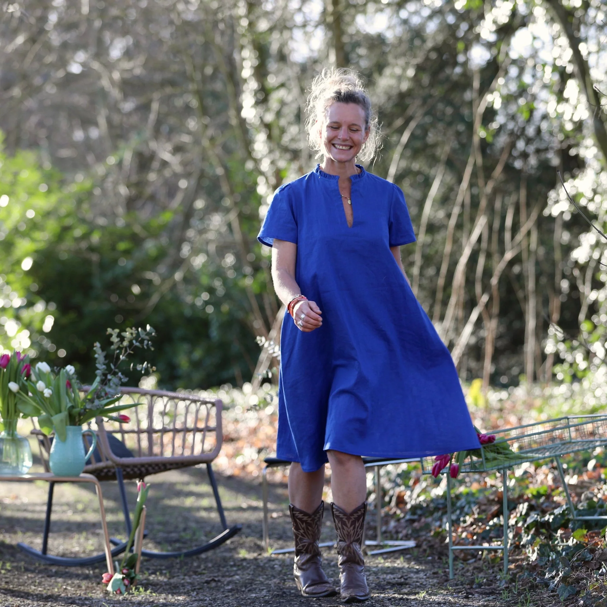 Robe Céleste - lin bleu majorelle - Image 6