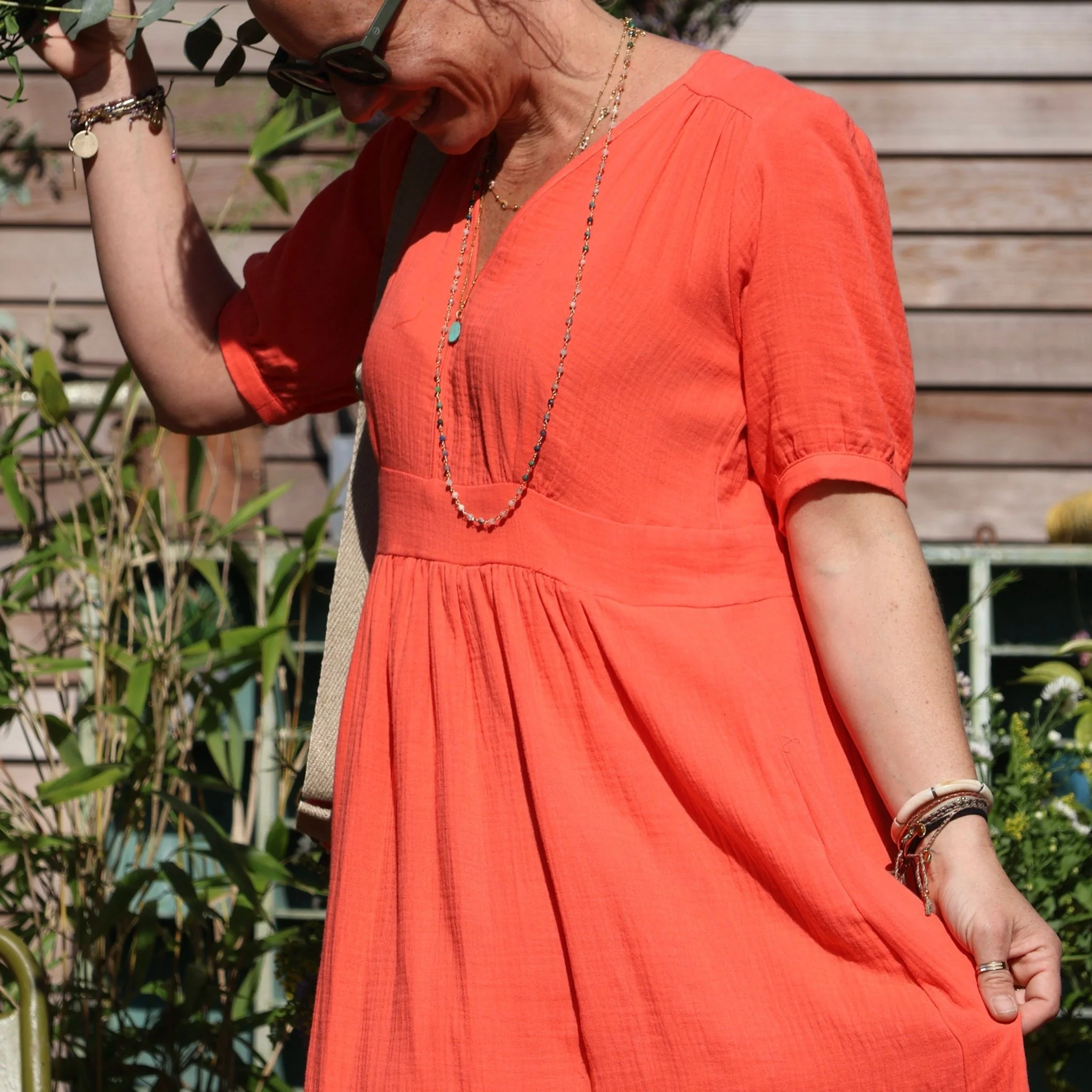 Robe Clara - Double gaze de coton orangée - Image 10