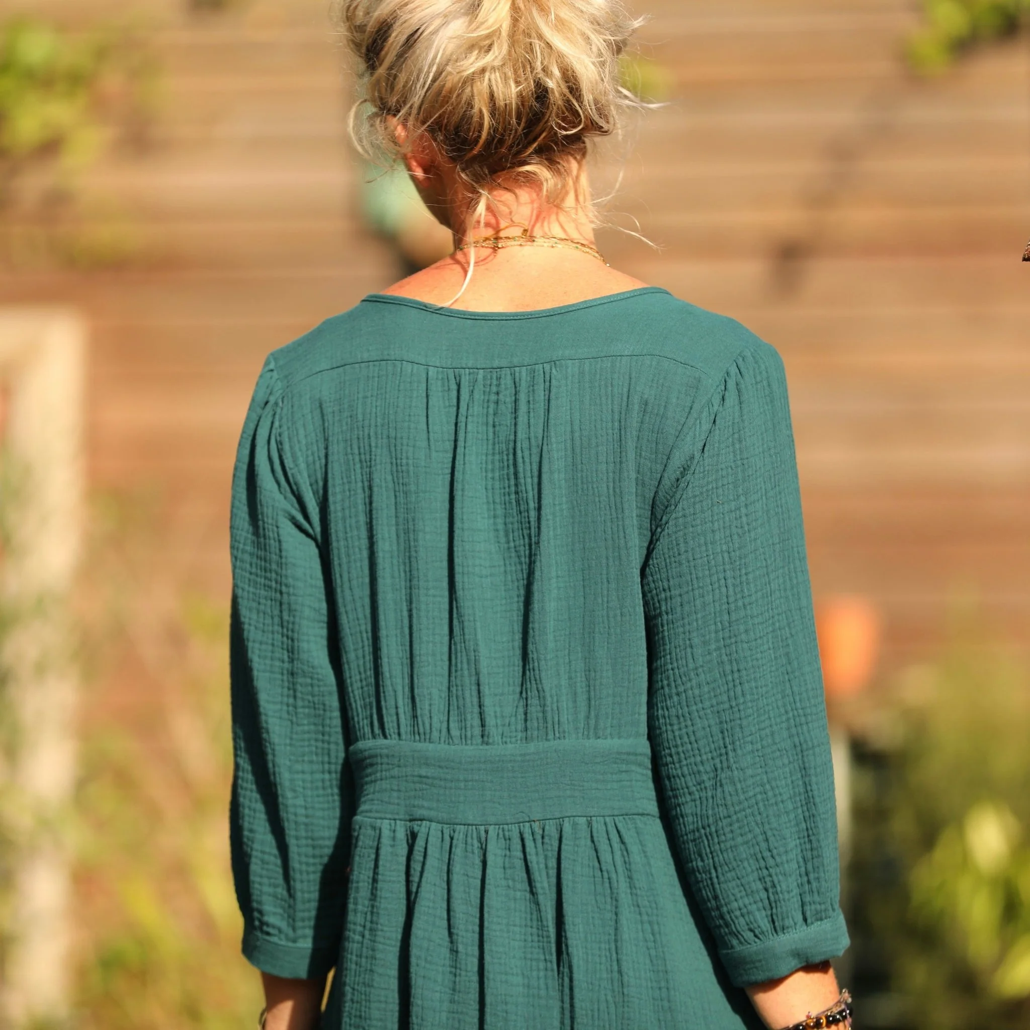 Robe Clara manches 3/4 - double gaze de coton canard - Image 4