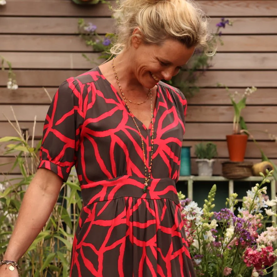 Robe Clara - viscose fraise-chocolat - Image 6