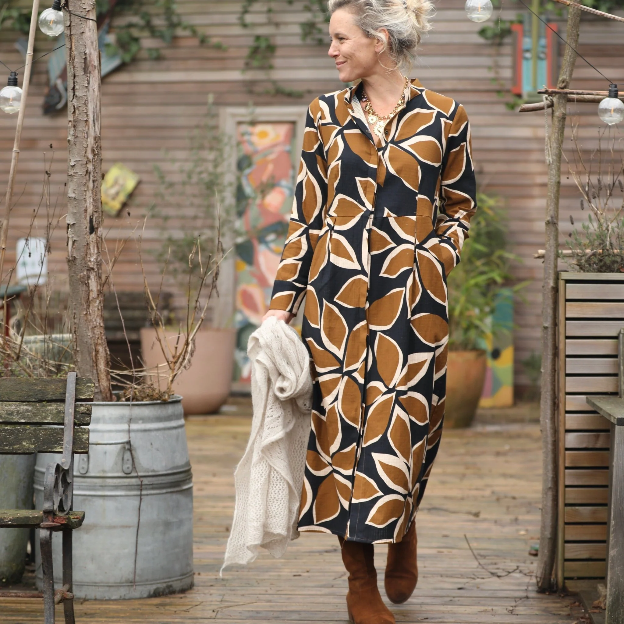 Robe Cyrielle - armuré de coton feuillage