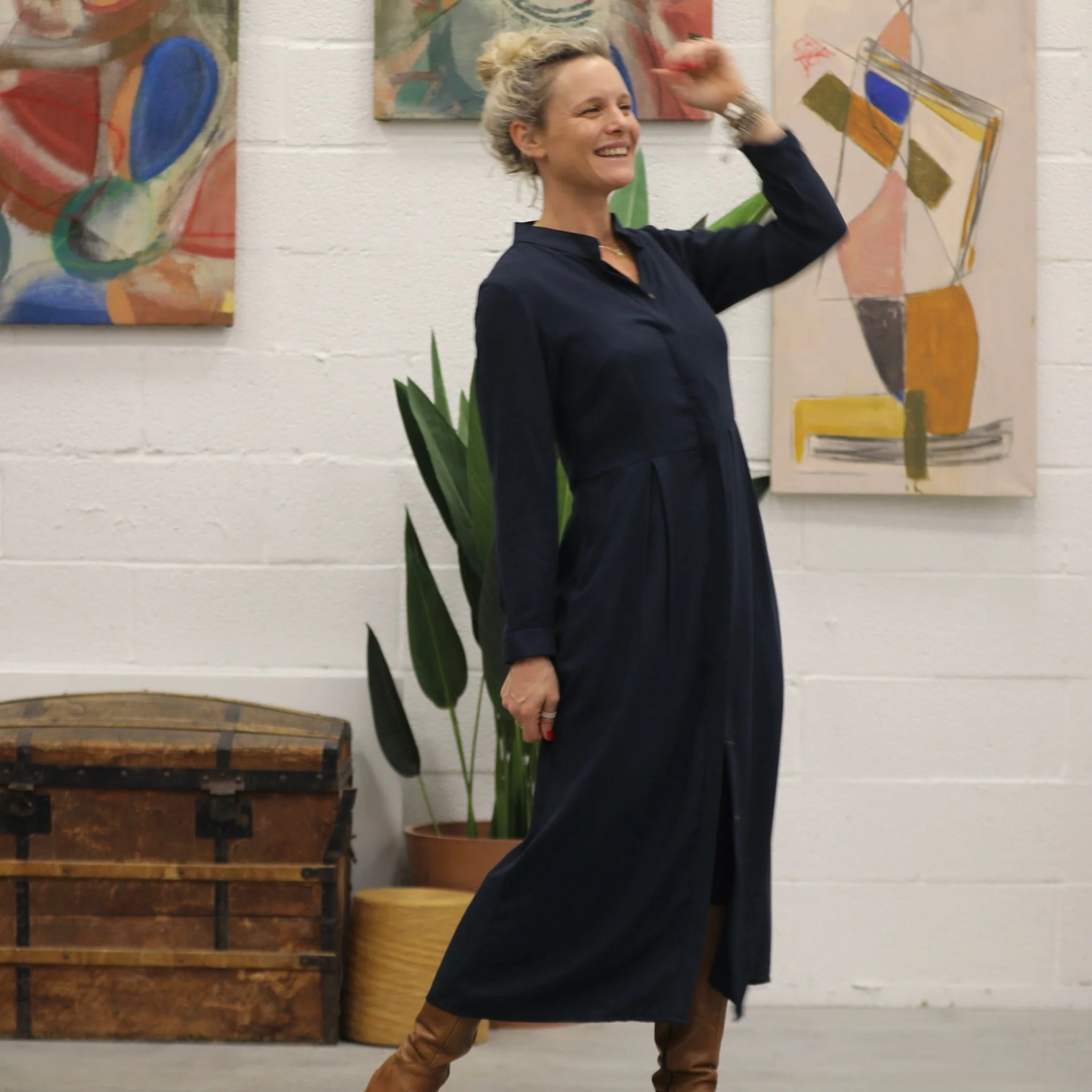 Robe Cyrielle - sergé de viscose bleu marine - Image 9