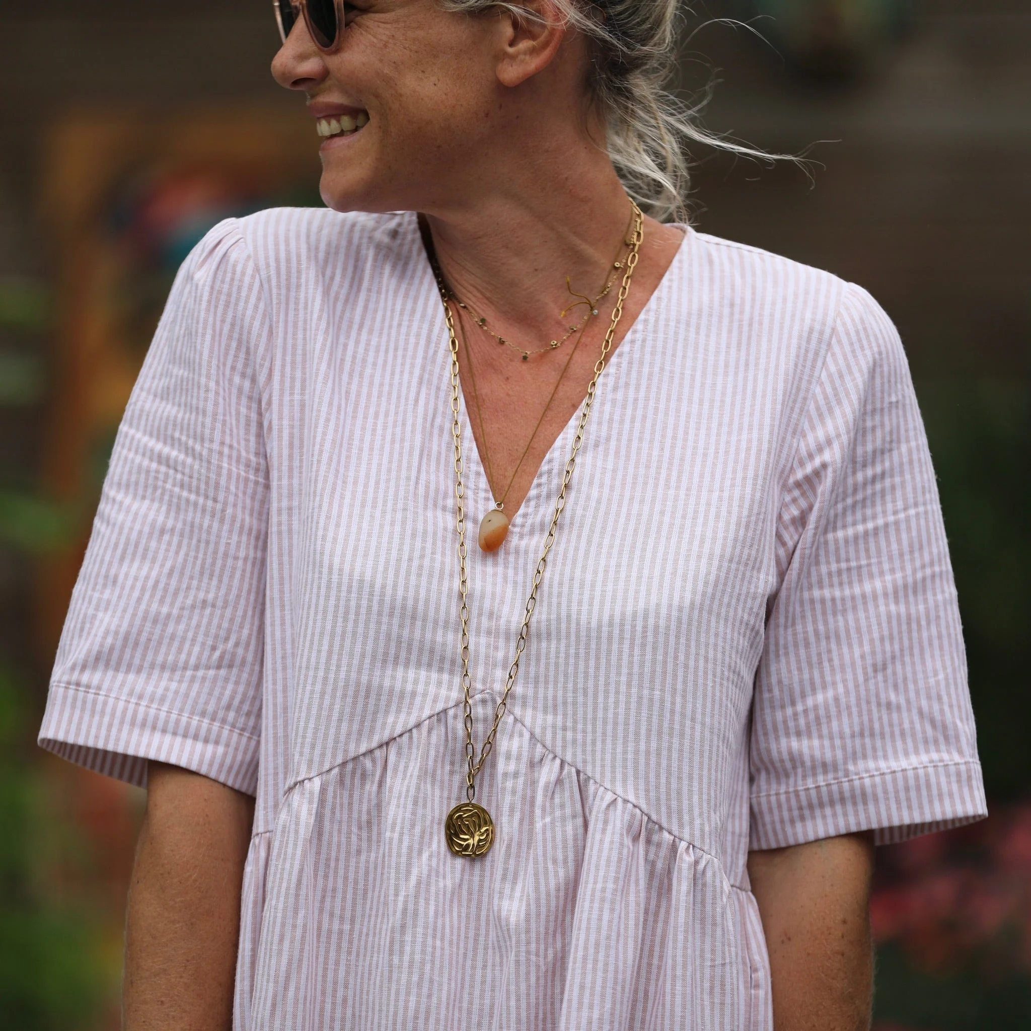 Robe Edonie - rayure lin/coton terracotta - Image 7