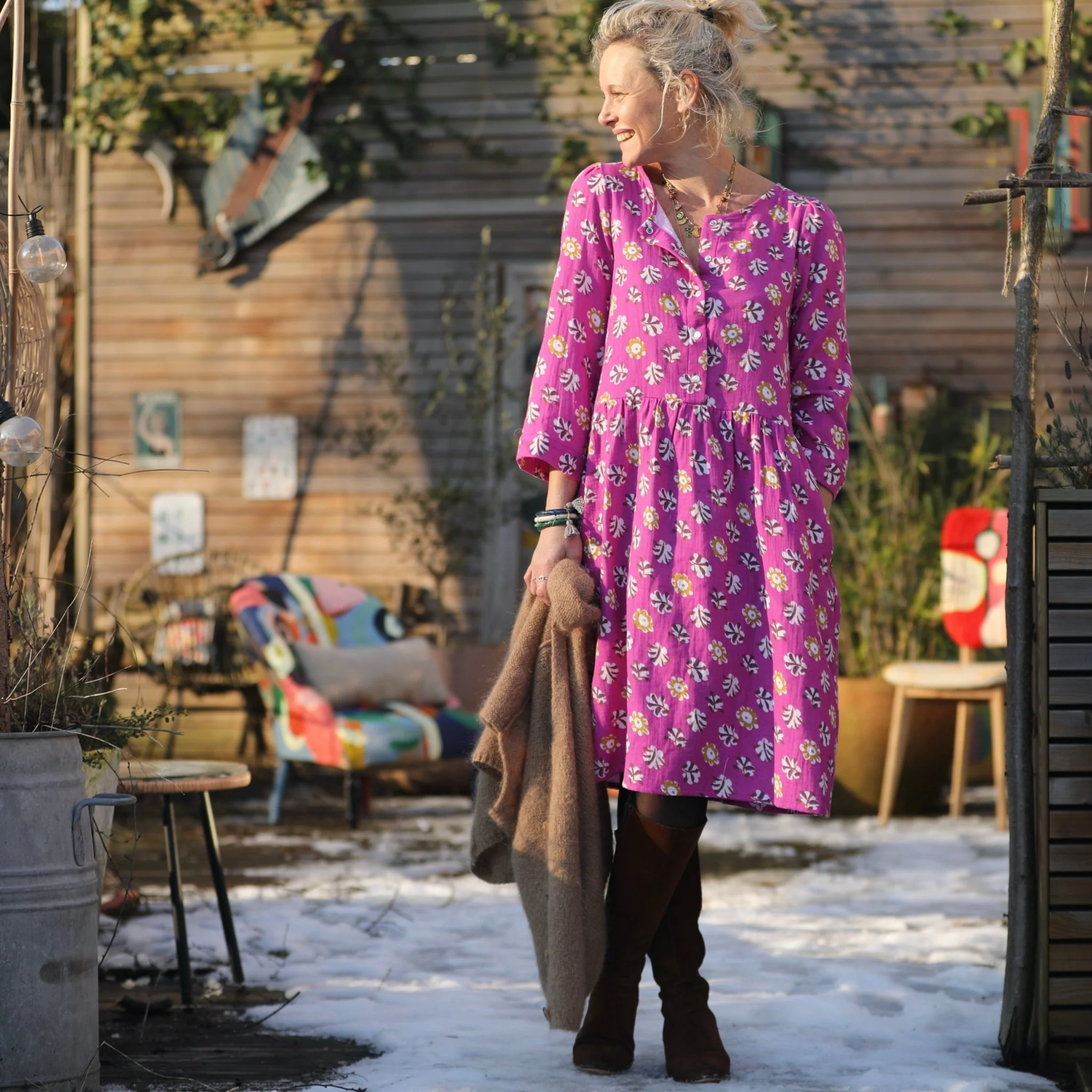Robe Eglantine - double gaze de coton Songe boisé - Image 9