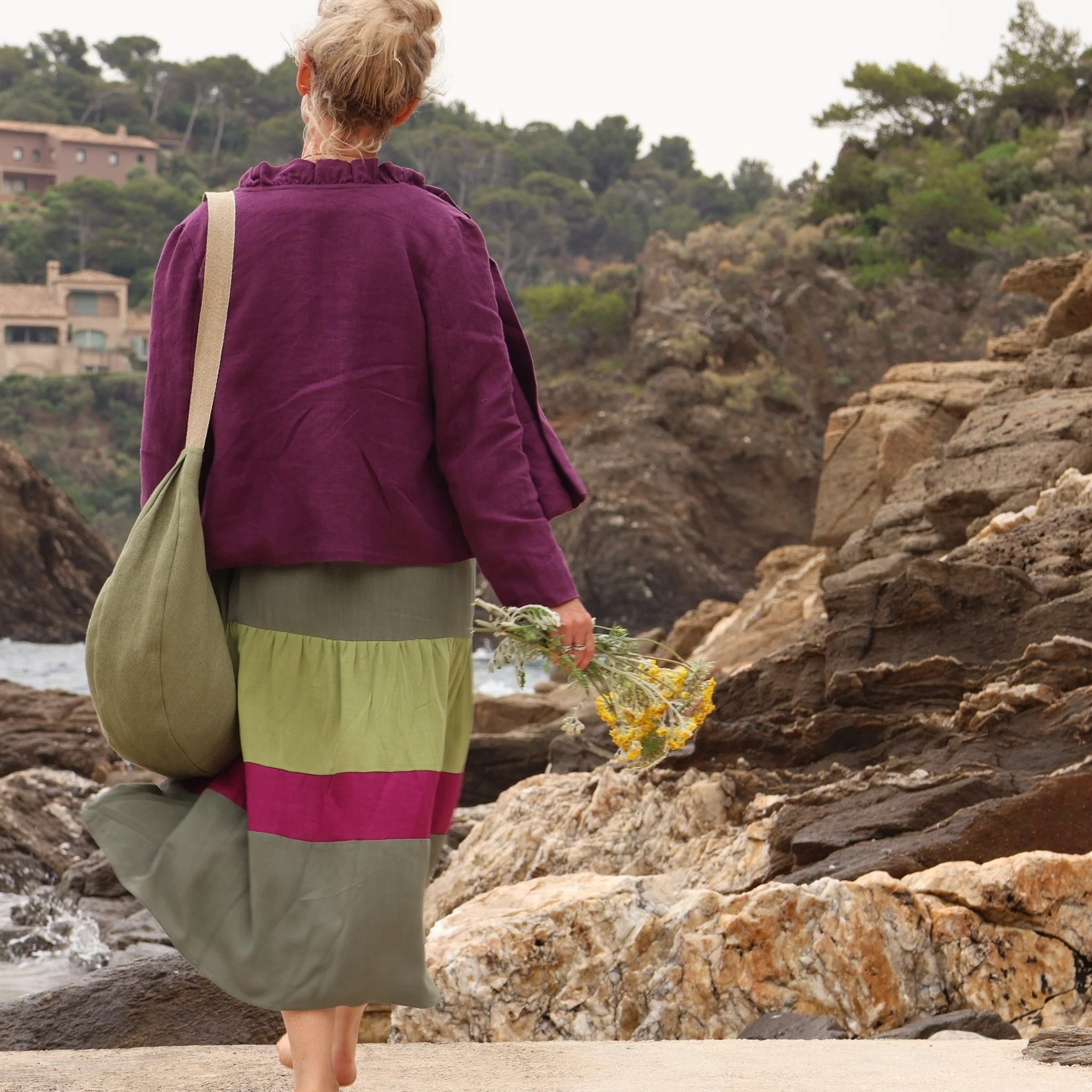 Robe Gitane - viscose/lin vert/lilas - Image 9