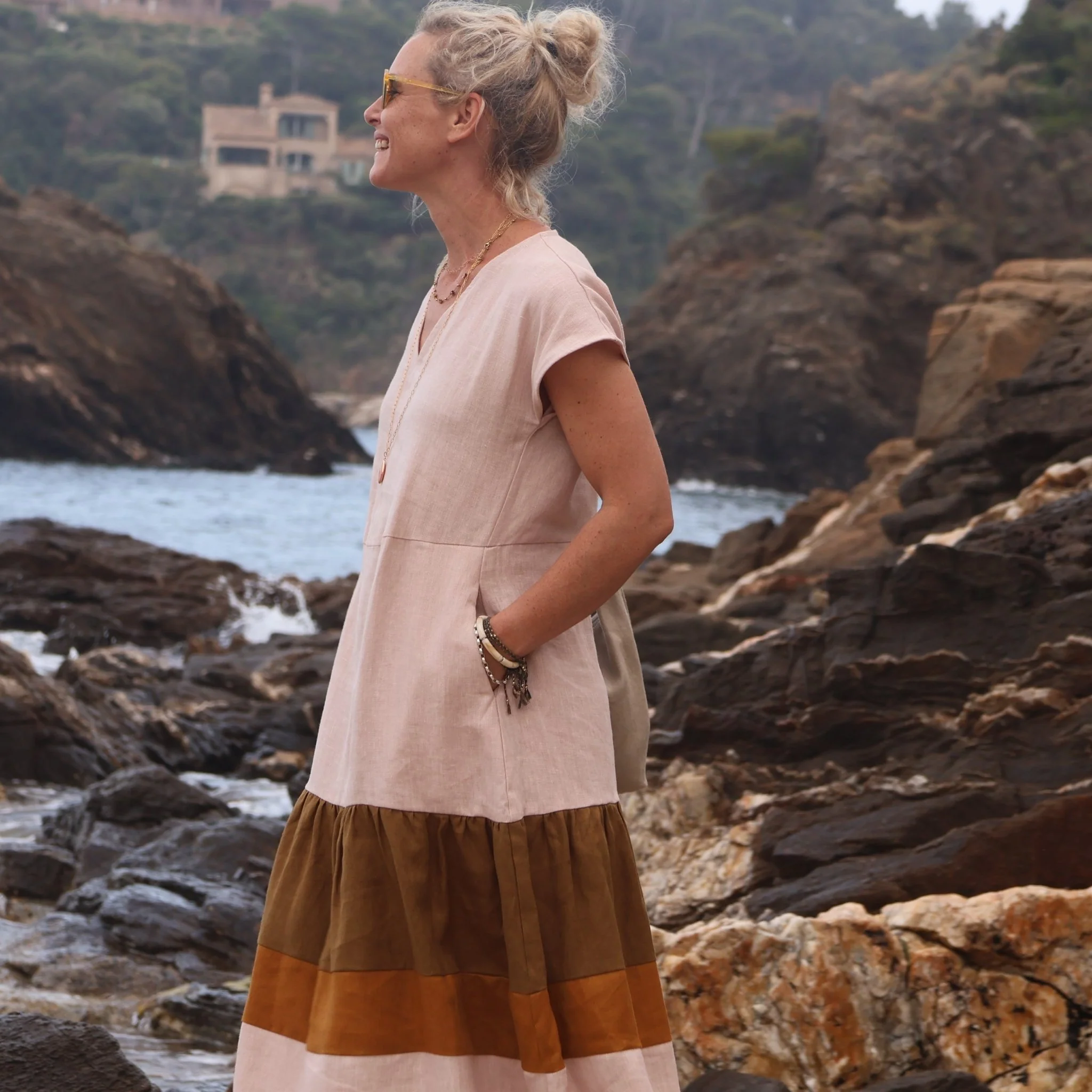 Robe Gitane - lin rose ocré - Image 6