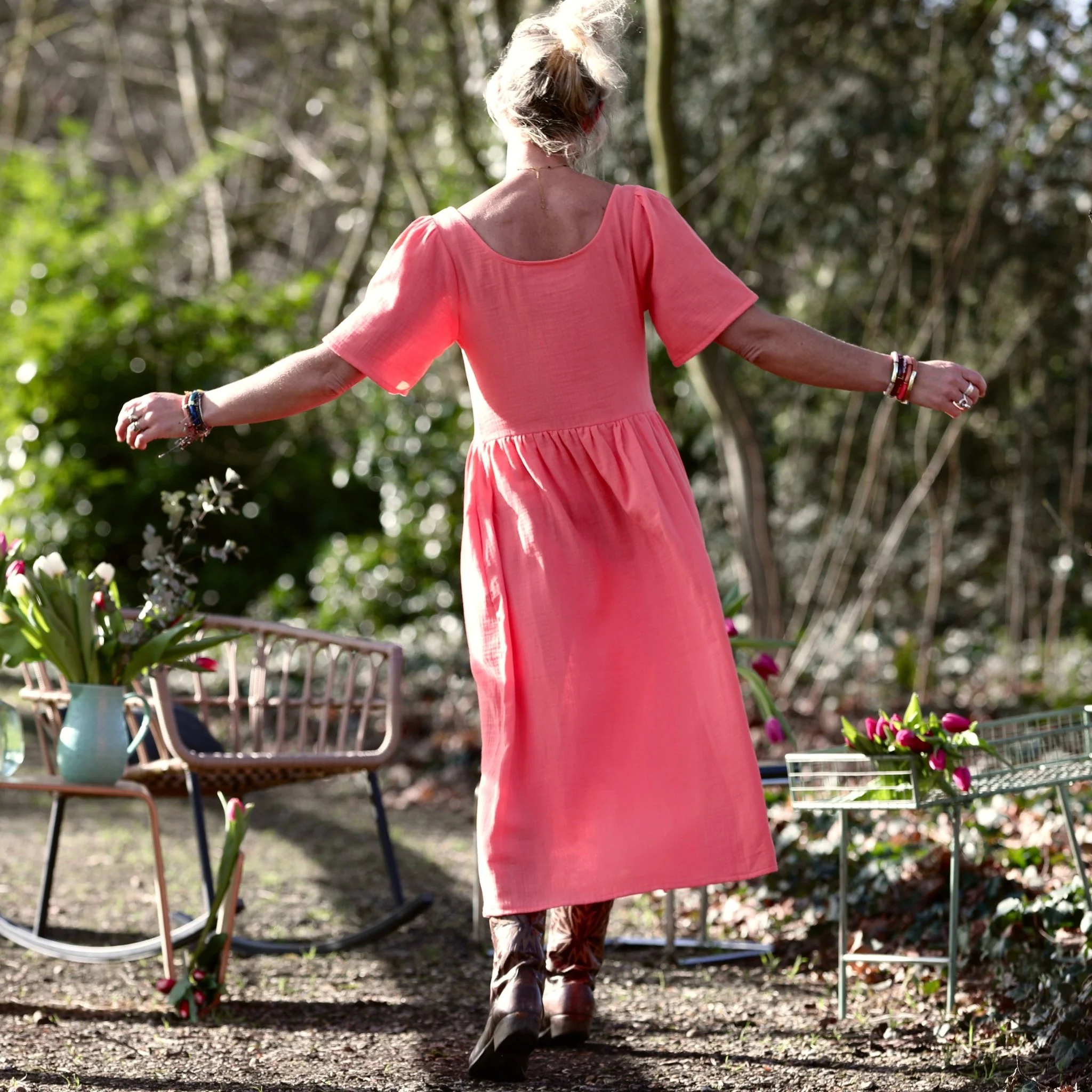 Robe Gwenaëlle - Double gaze de coton pastèque - Image 3