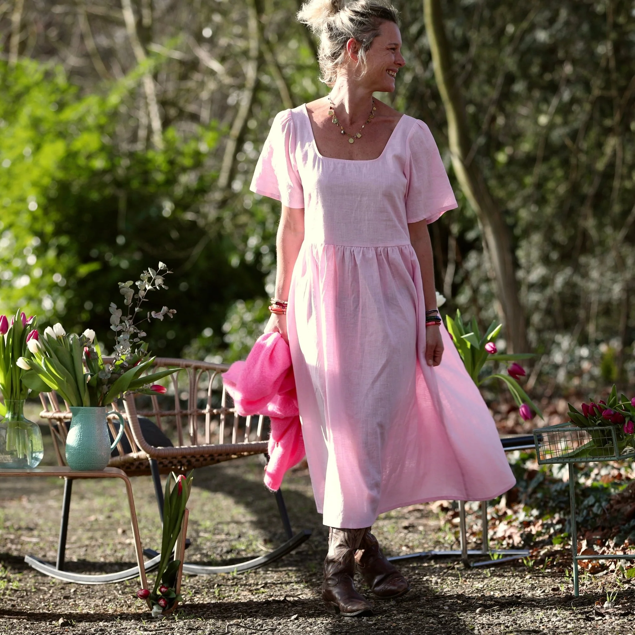 Robe Gwenaëlle - Lin rose dragé - Image 10
