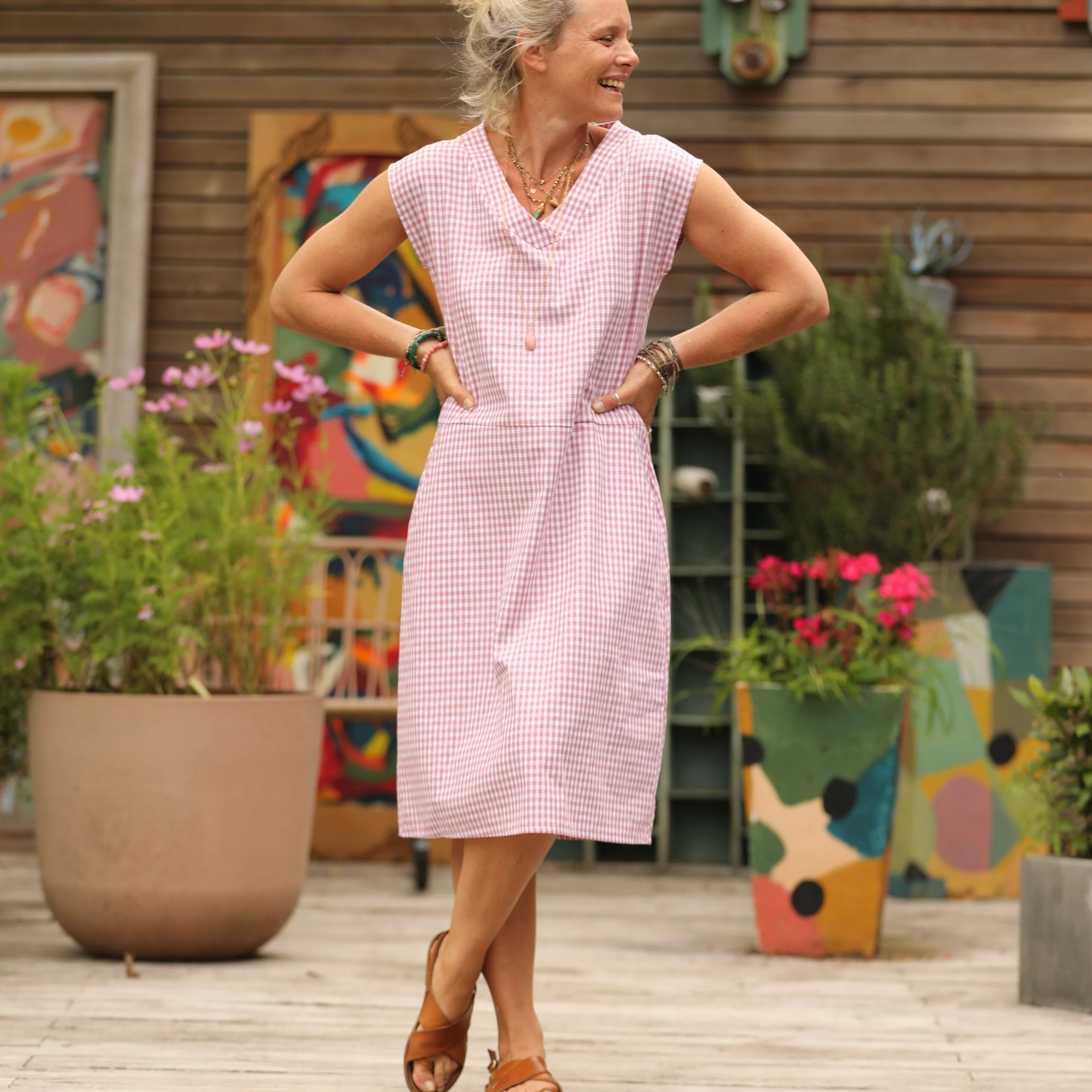 Robe Ivy - coton vichy rose boisé