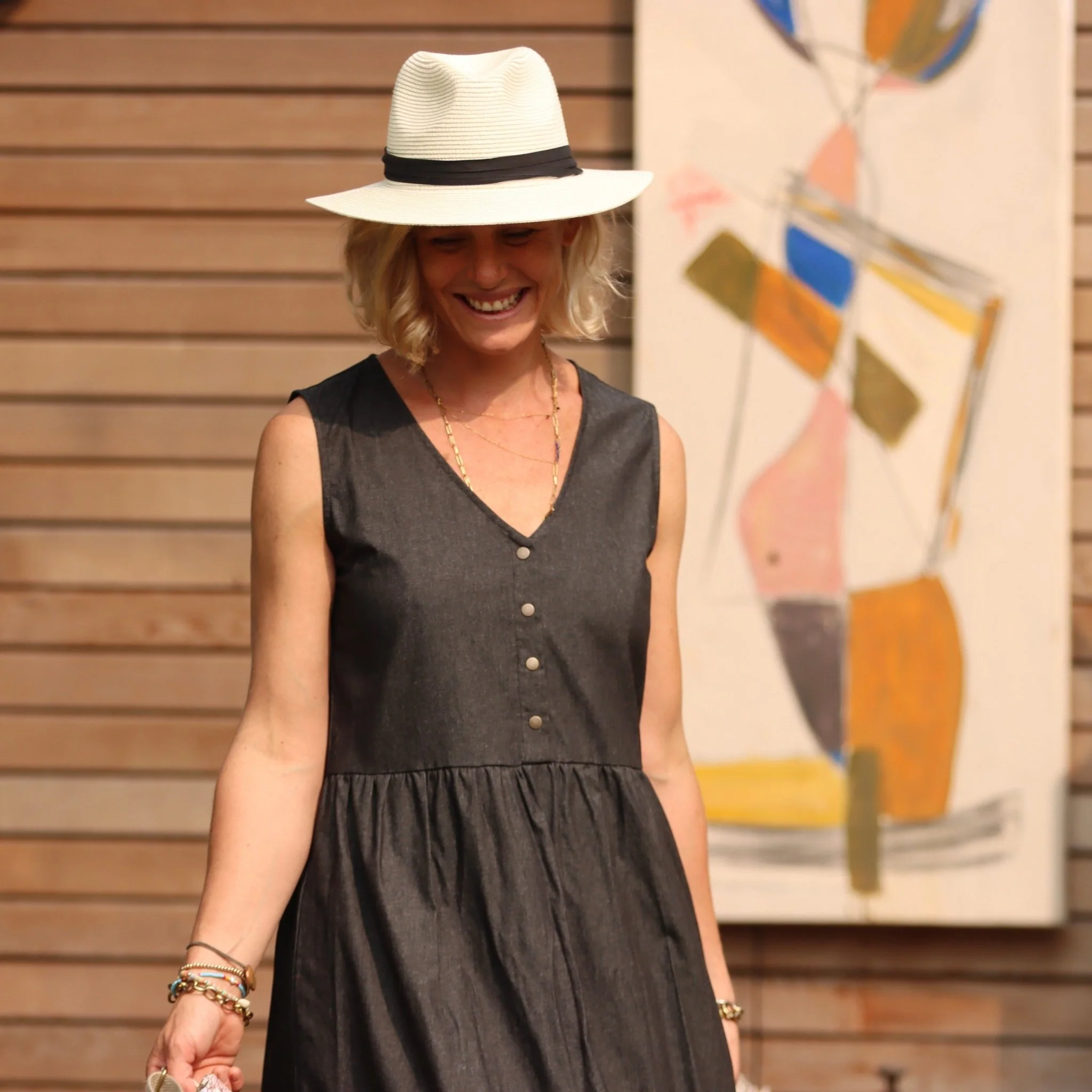 Robe Julie - Jean de coton noir fluide - Image 7