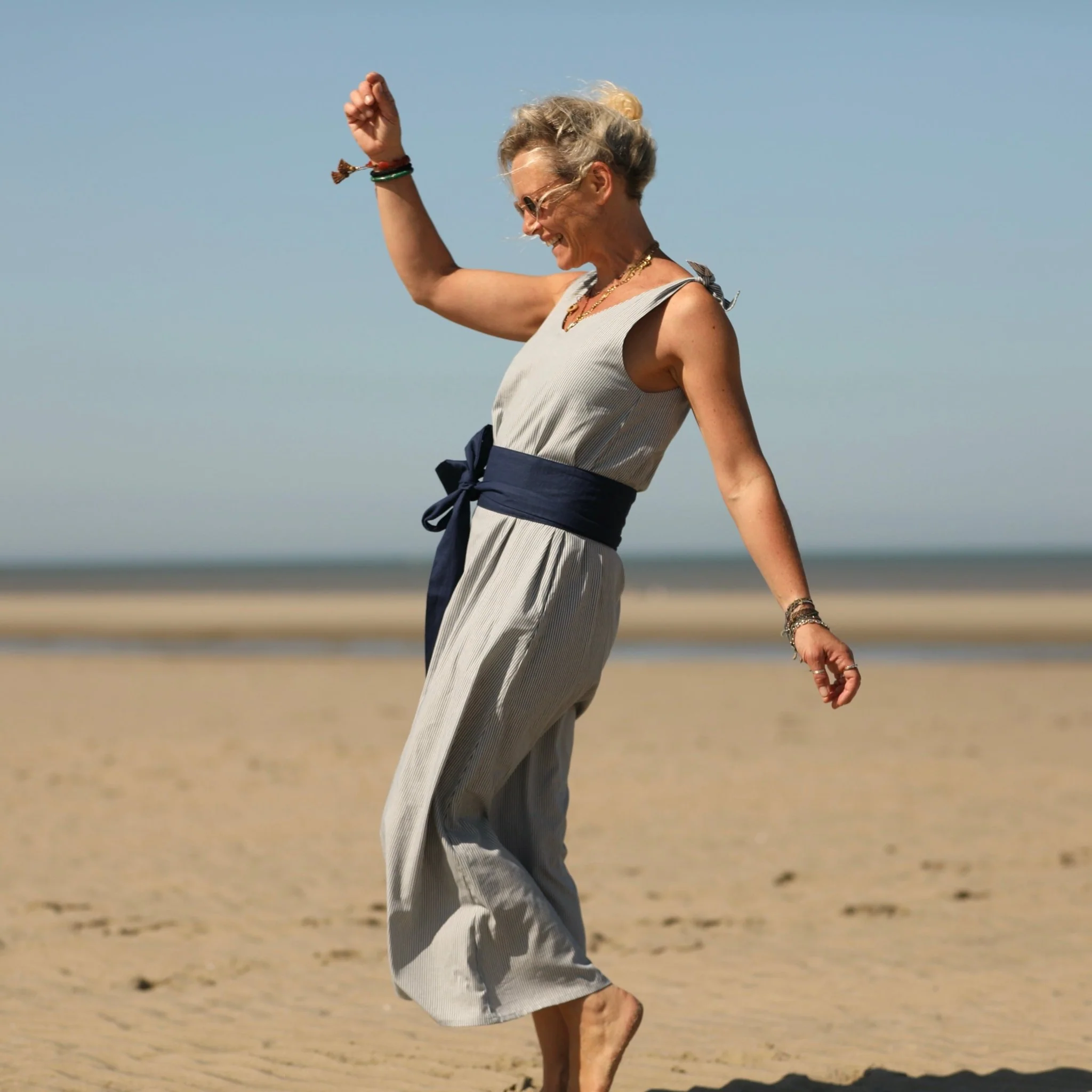 Robe Laëtitia - coton rayé bleu - Image 4