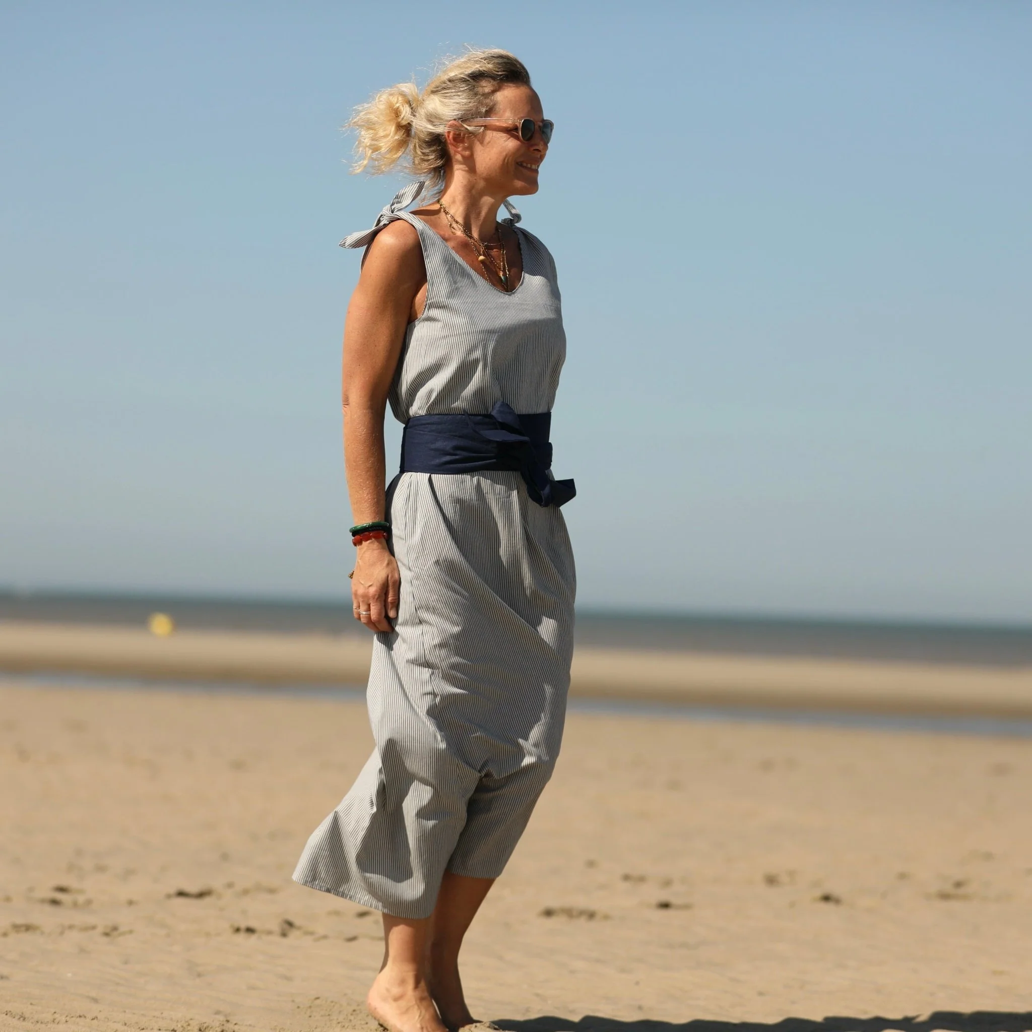 Robe Laëtitia - coton rayé bleu - Image 7