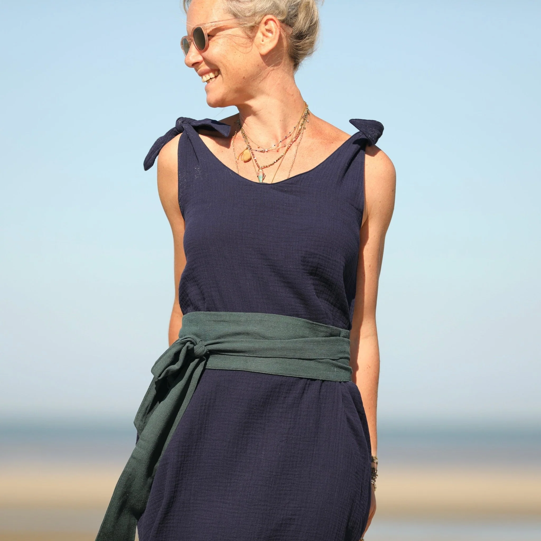 Robe Laëtitia - double gaze de coton bleu nuit - Image 3