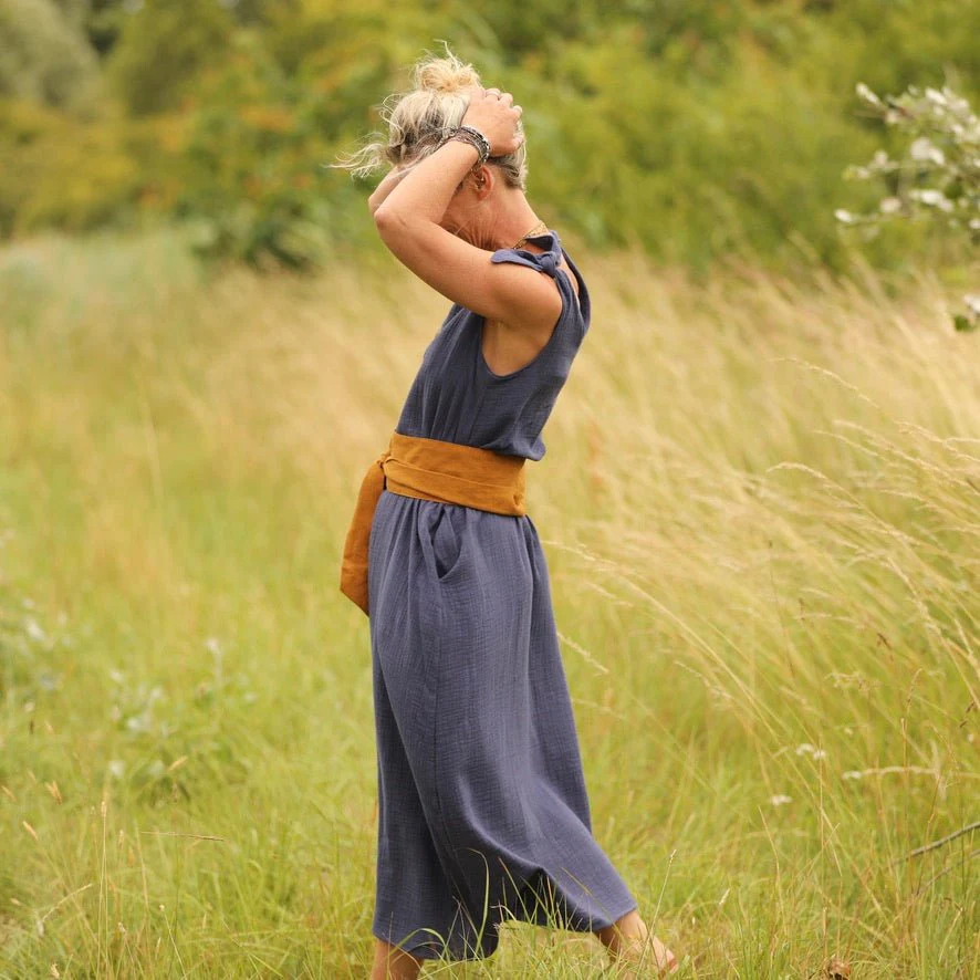 Robe Laëtitia - double gaze de coton flammé bleu - Image 9