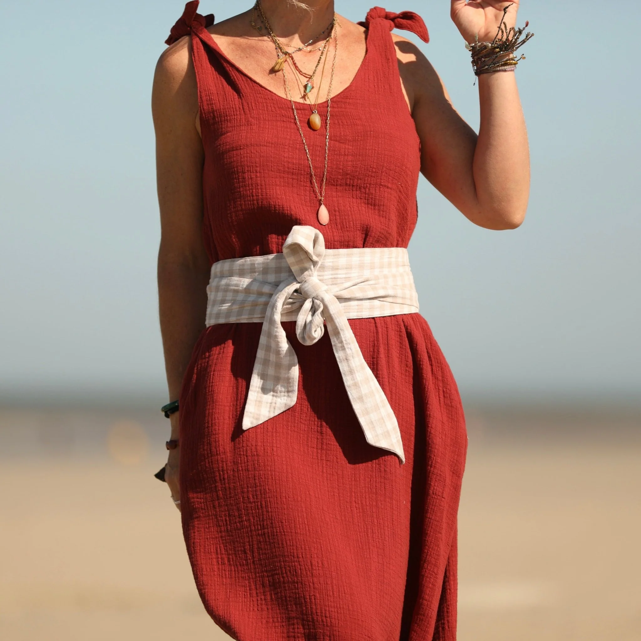 Robe Laëtitia - double gaze de coton flammée terre de Sienne - Image 5