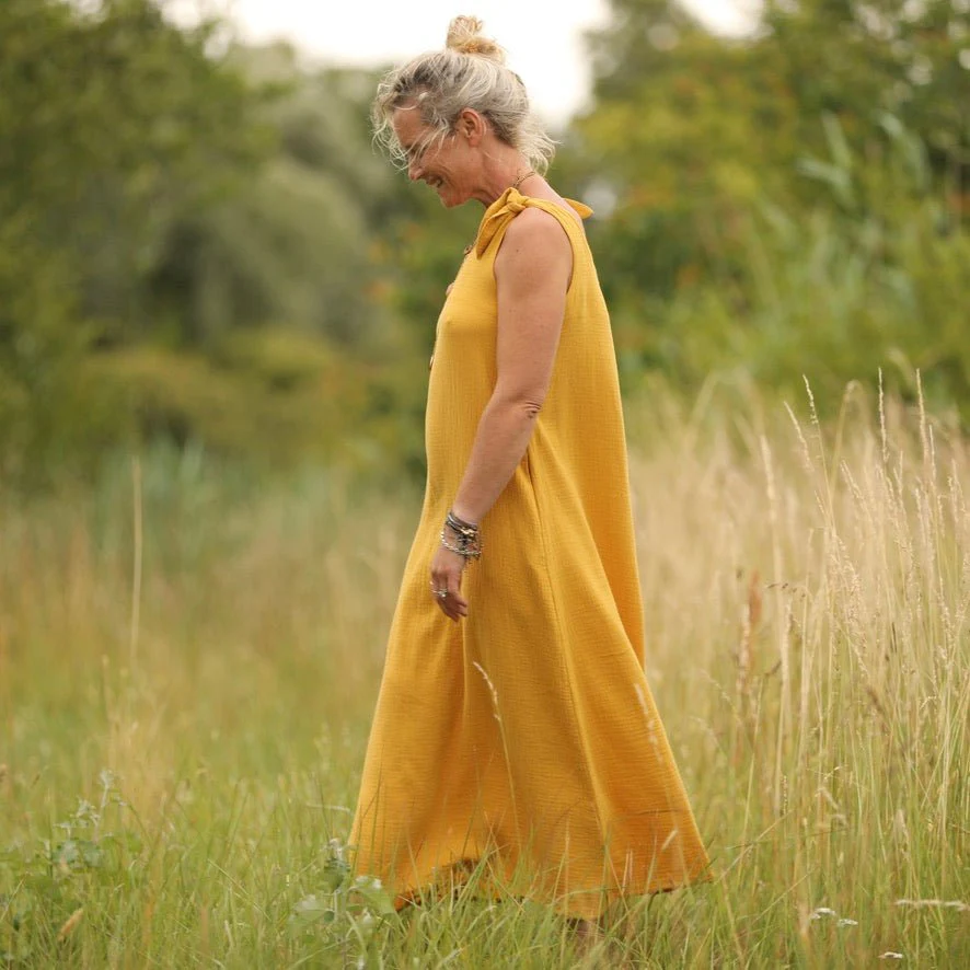 Robe Laëtitia - double gaze de coton ocre - Image 7