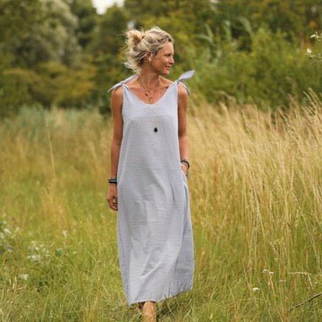 Robe Laëtitia - seersucker de coton fines rayures bleues - Image 6