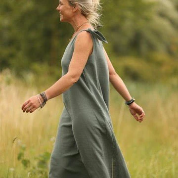 Robe Laëtitia - double gaze de coton vert cactus - Image 3