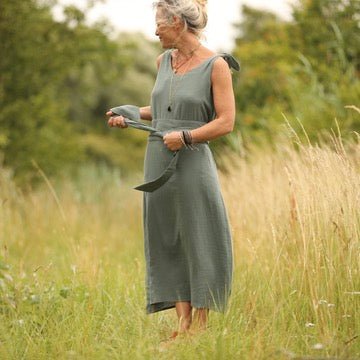 Robe Laëtitia - double gaze de coton vert cactus - Image 4