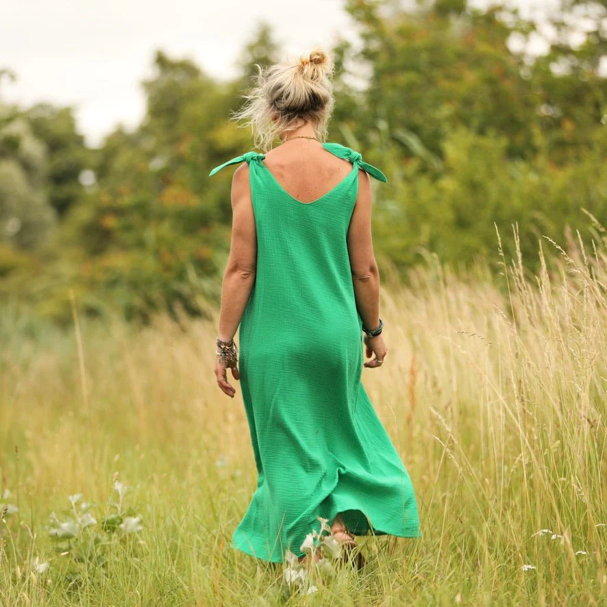 Robe Laëtitia - double gaze de coton vert frais - Image 10